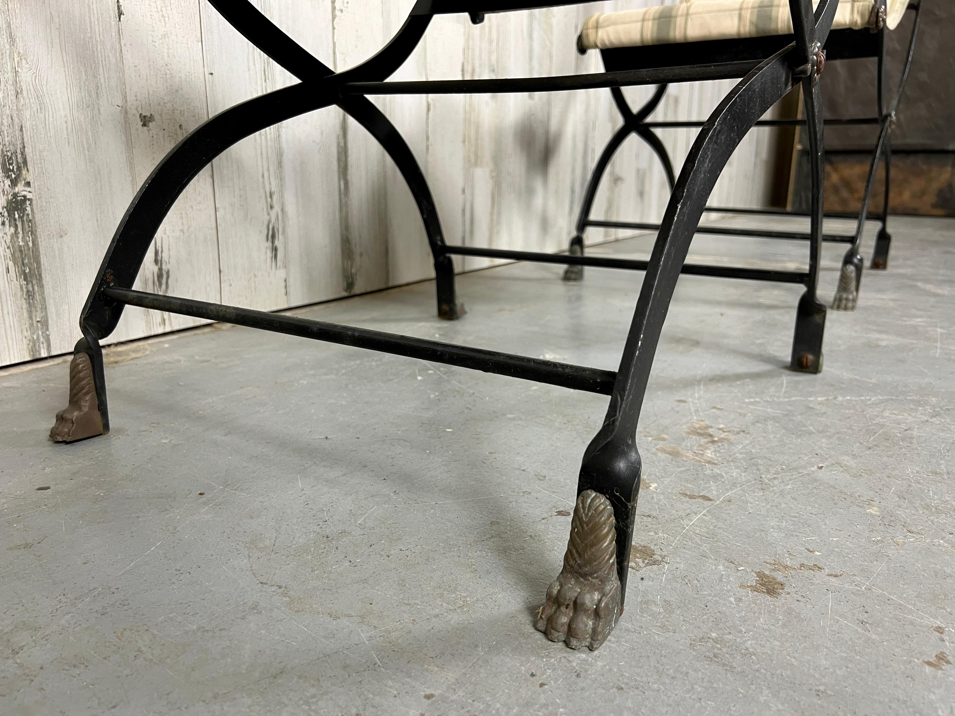 Vintage Iron Folding Sling Chairs  For Sale 5