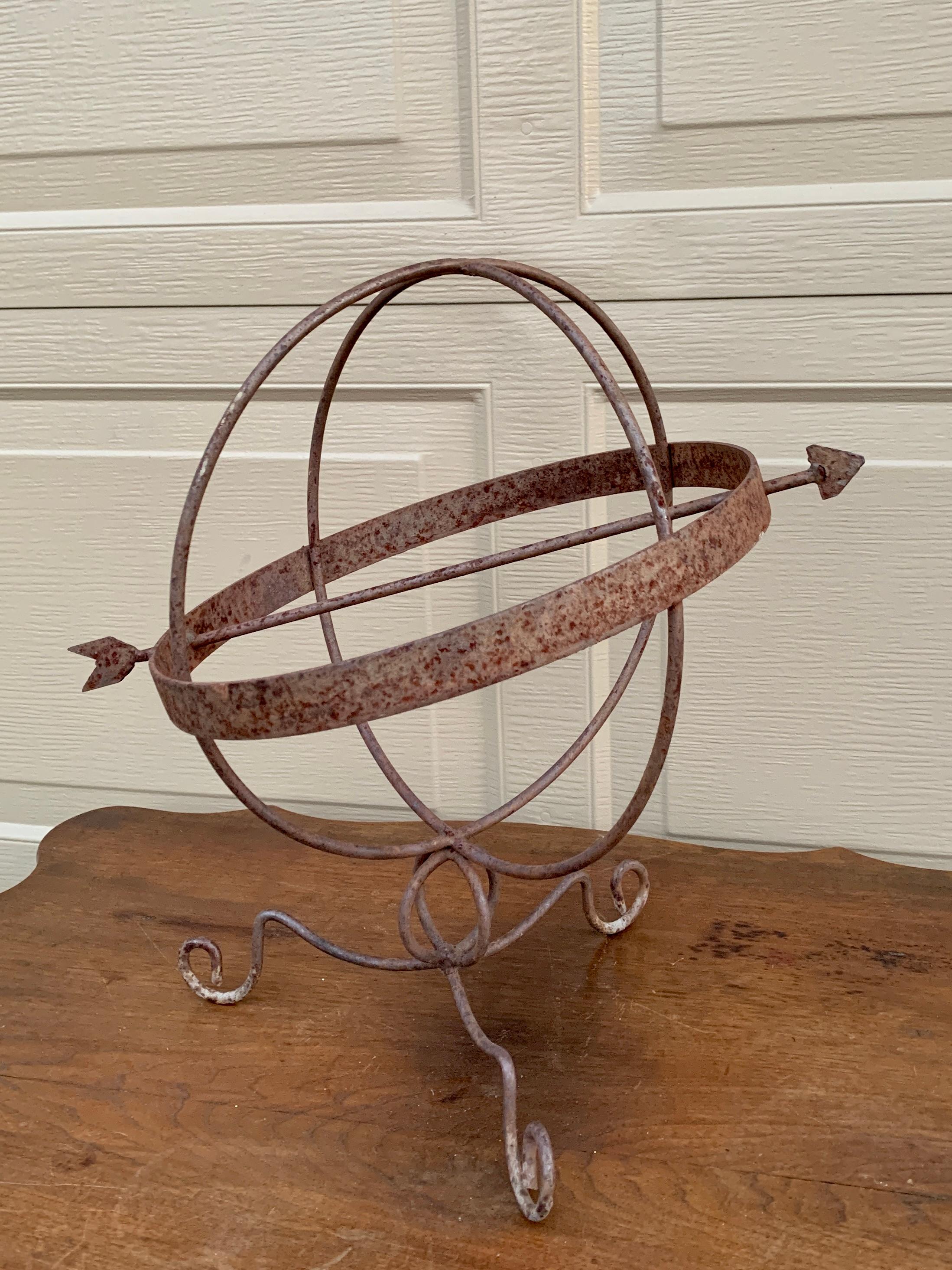 Vintage Iron Garden Armillary Sundial For Sale 4
