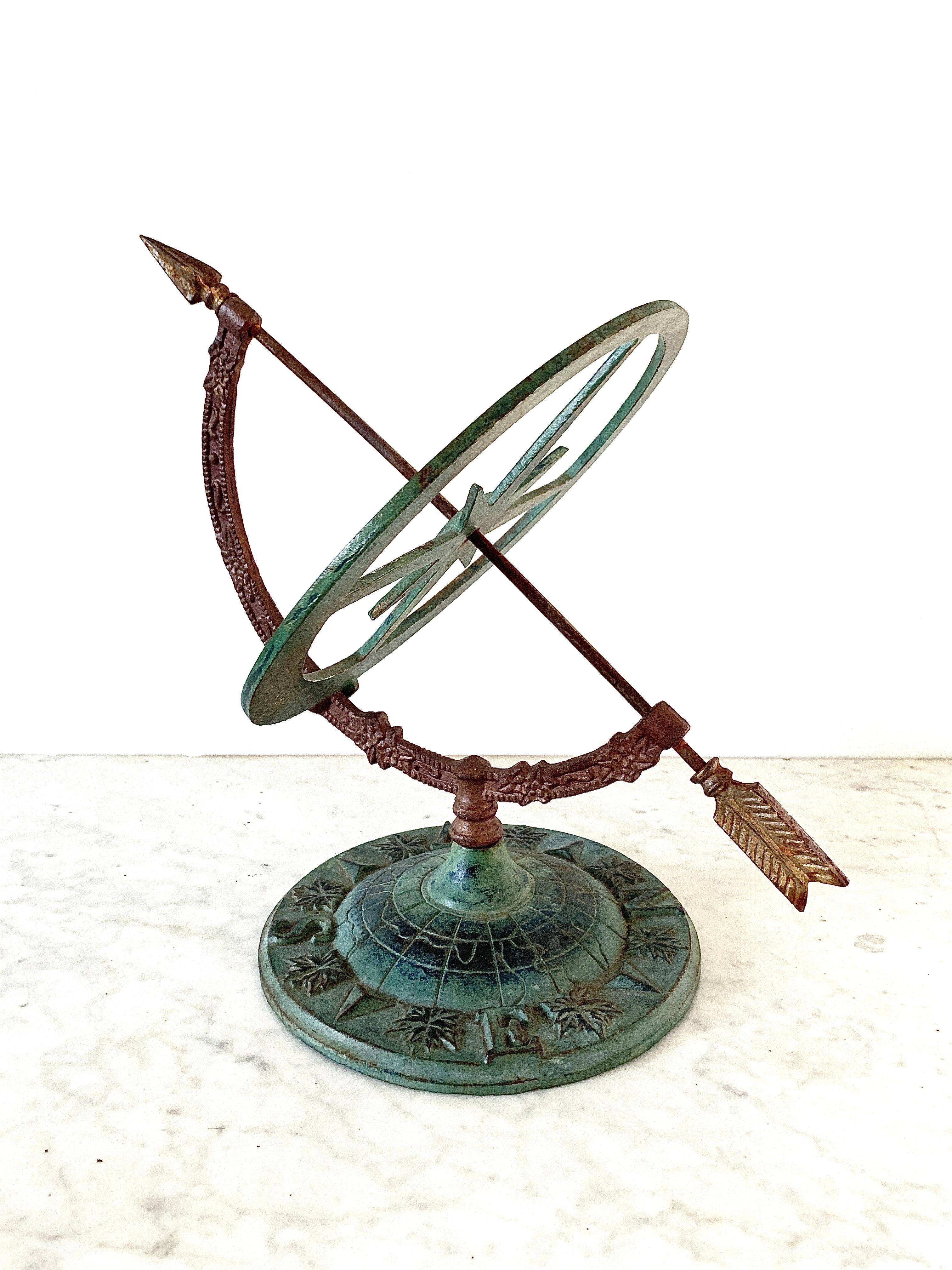 Neoclassical Vintage Iron Garden Armillary Sundial