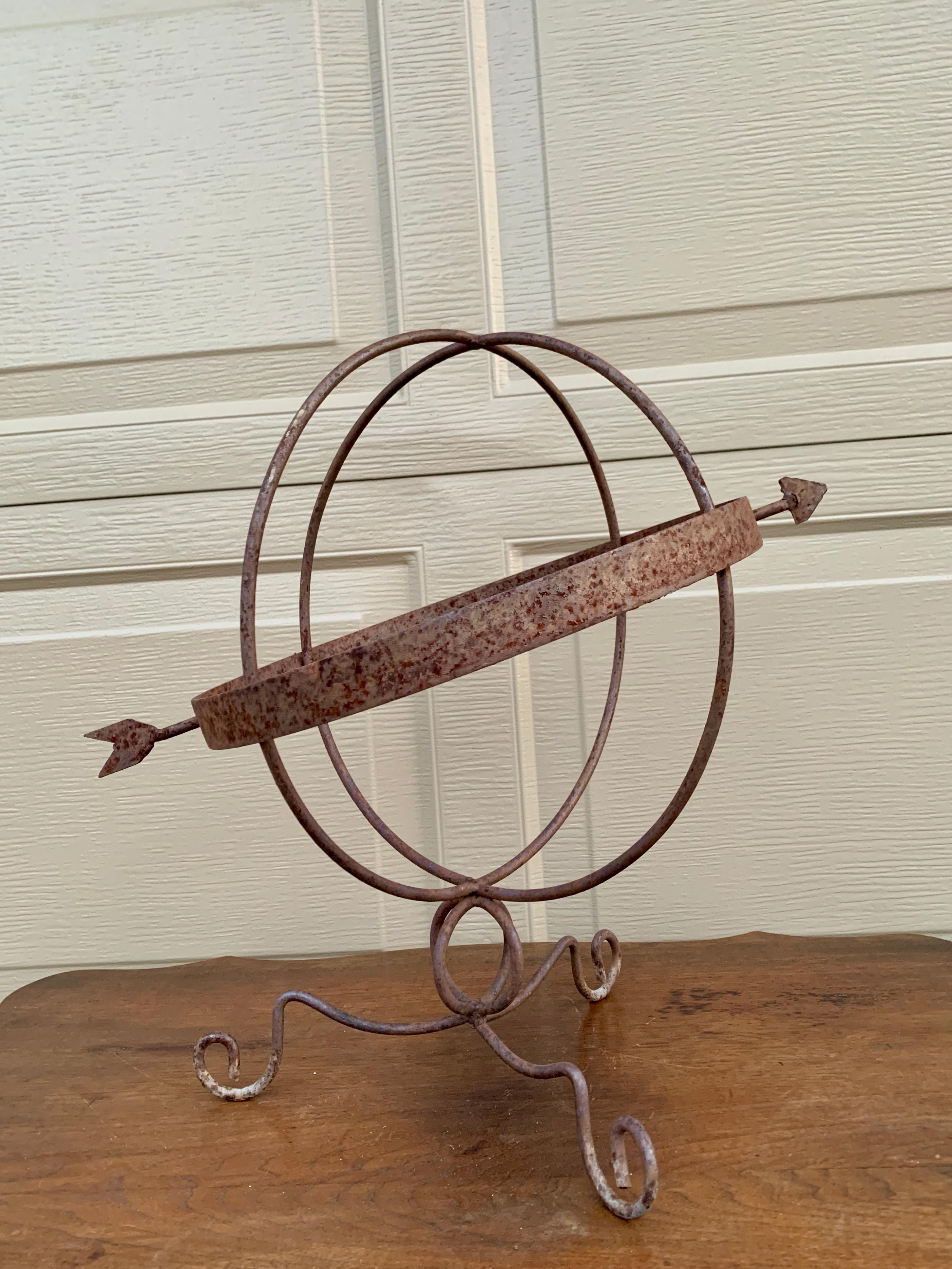 Neoclassical Vintage Iron Garden Armillary Sundial For Sale