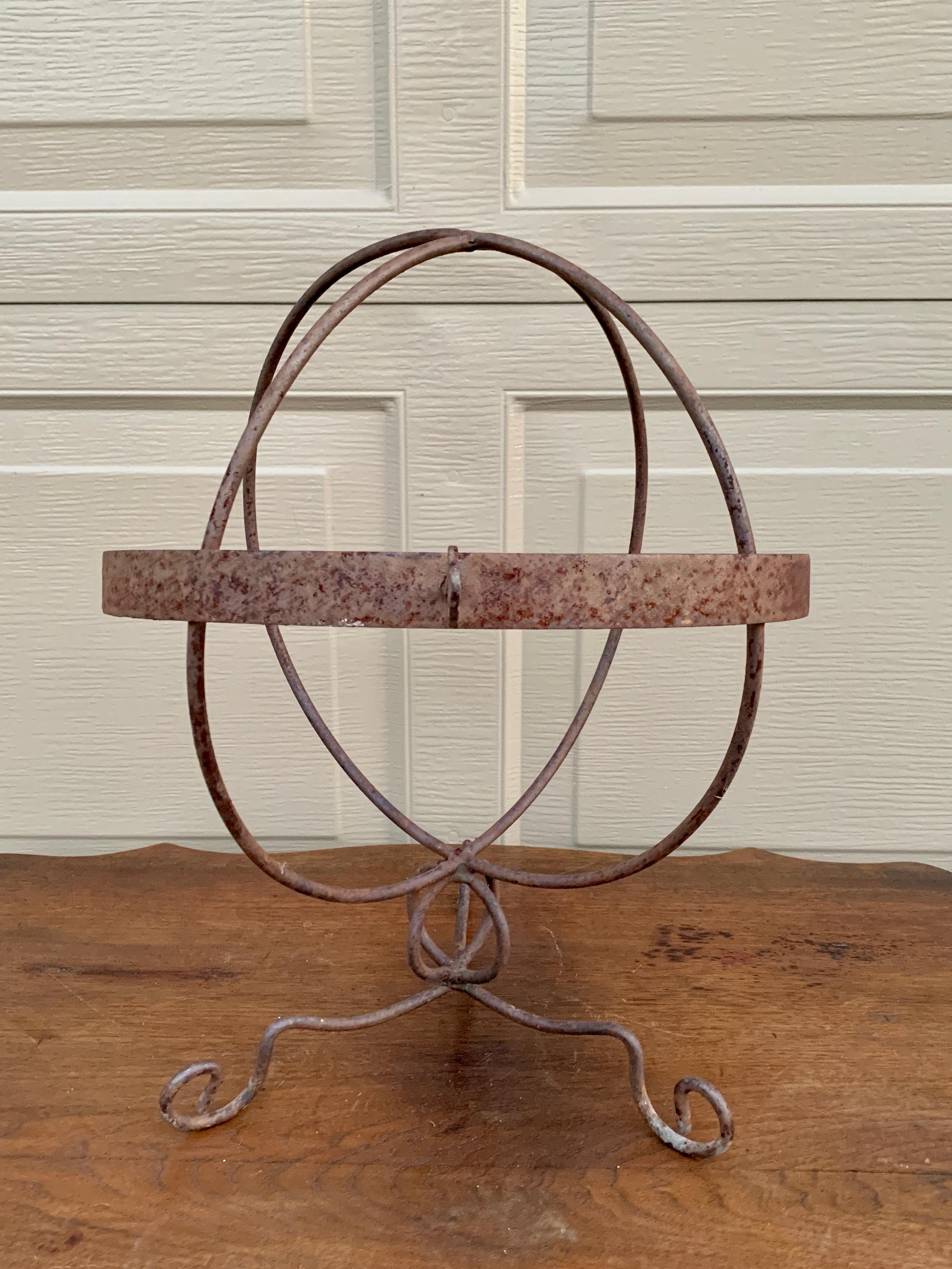 20th Century Vintage Iron Garden Armillary Sundial For Sale