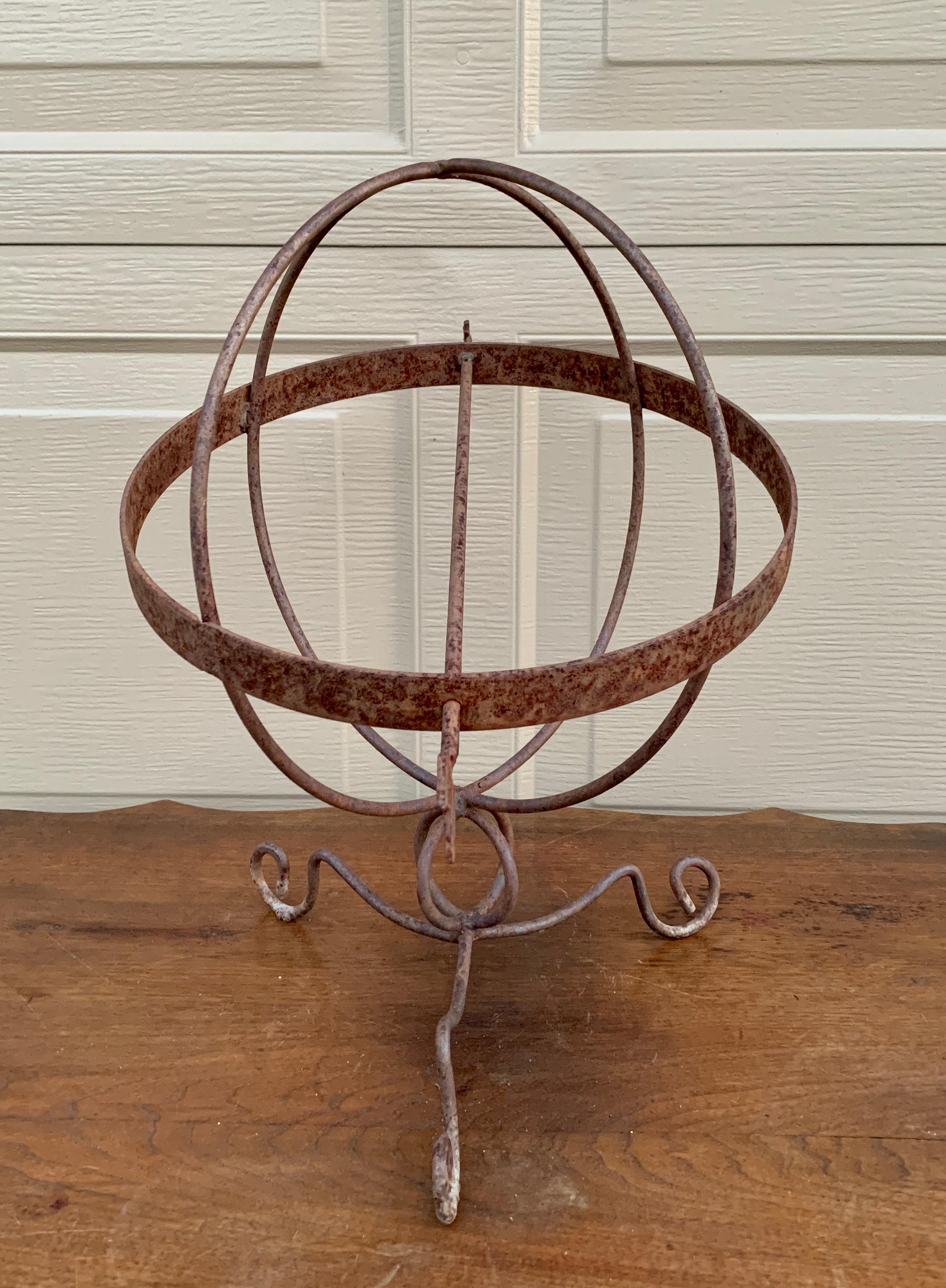 Vintage Iron Garden Armillary Sundial For Sale 3