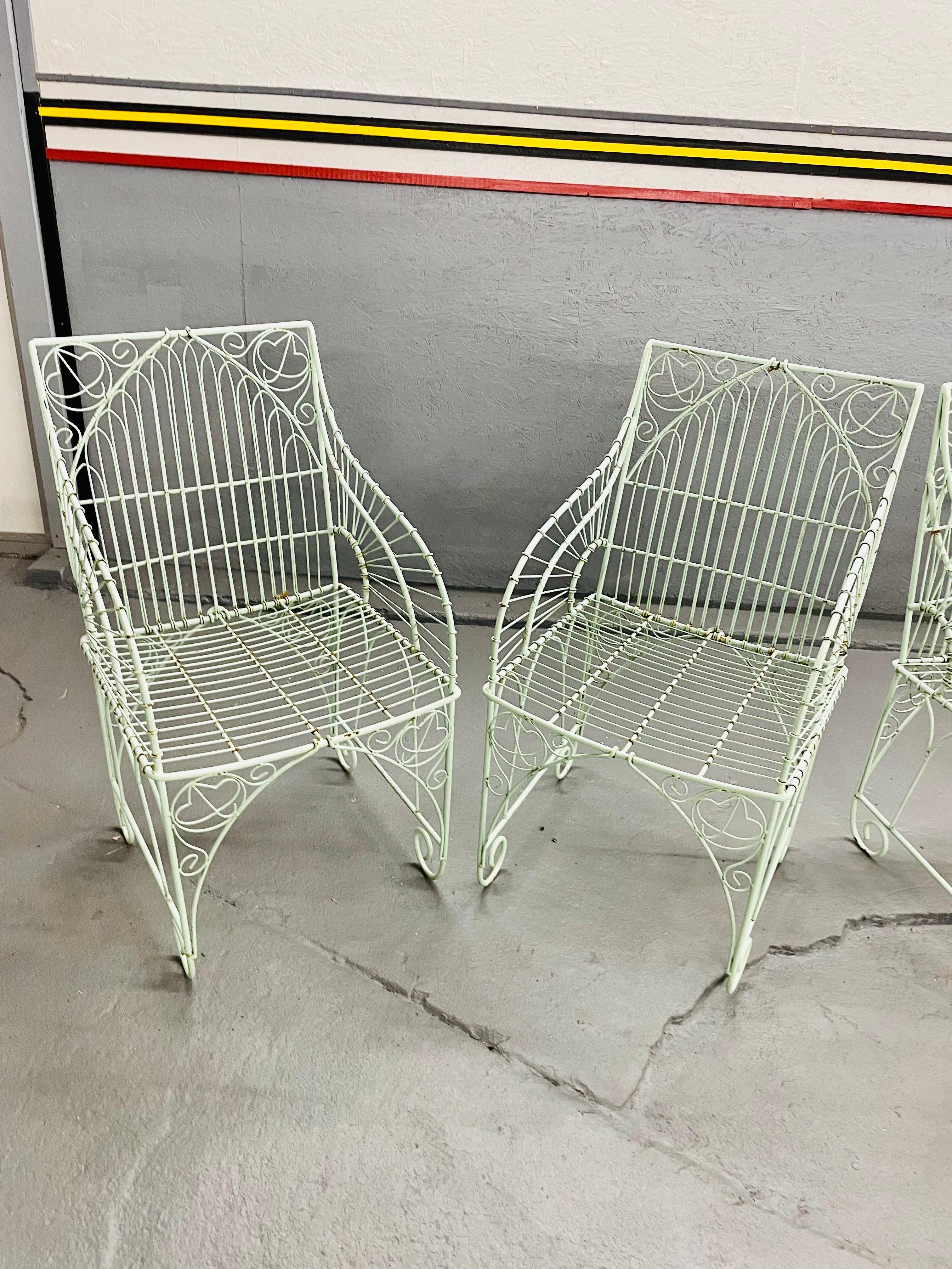 Victorian Vintage Wrought Iron Outdoor Chairs For Sale