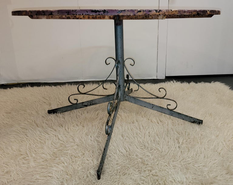 Vintage Iron Garden Table and 4 Chairs For Sale at 1stDibs