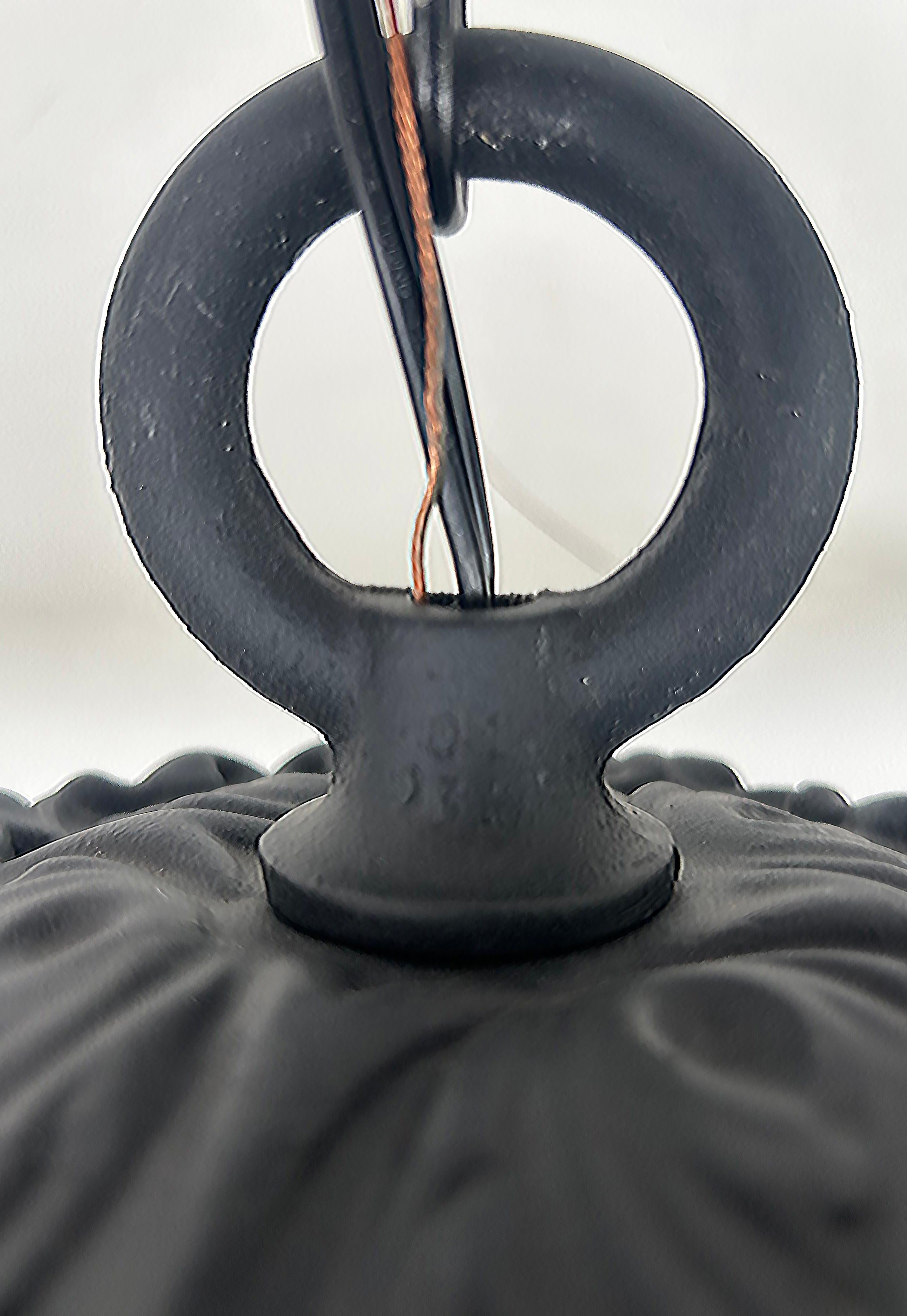 Vintage Iron, Glass Exterior Pendant Lantern Light Fixture, Restored For Sale 2