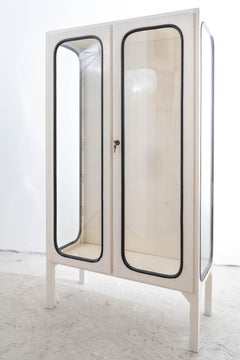 Vintage Iron & Glass Medical Cabinet