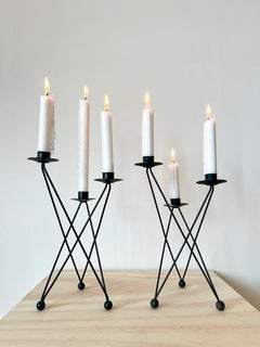 Vintage Iron Handmade Candelabra by Victor H. Bishrat