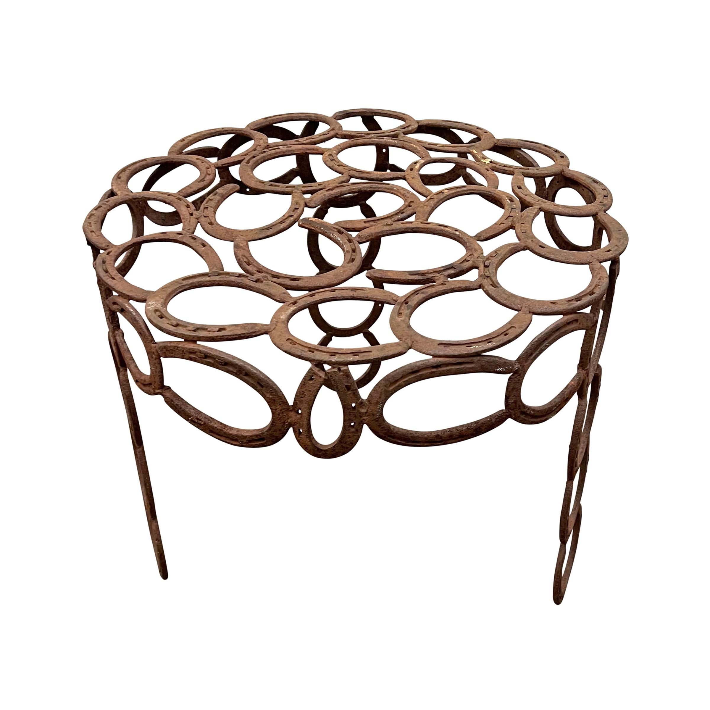 Vintage Iron Horseshoe Side Table In Good Condition For Sale In Chicago, IL