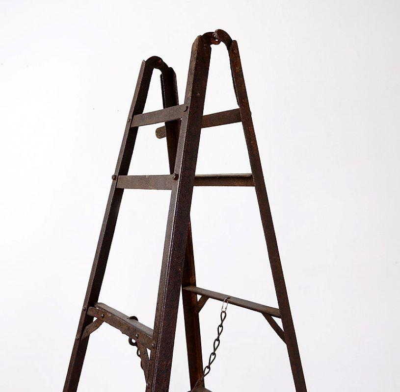 Vintage Iron Ladder With Chain Support For Sale 4