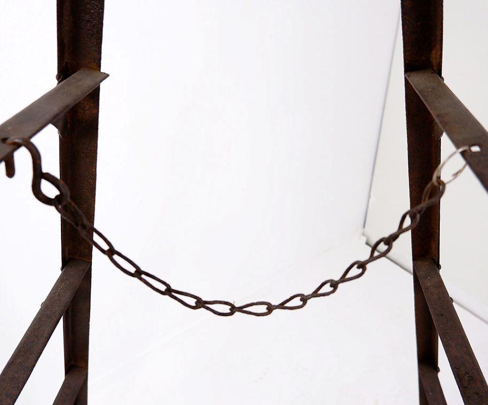 20th Century Vintage Iron Ladder With Chain Support For Sale