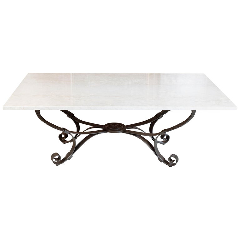 Vintage Iron MarbleTop Coffee Table at 1stDibs