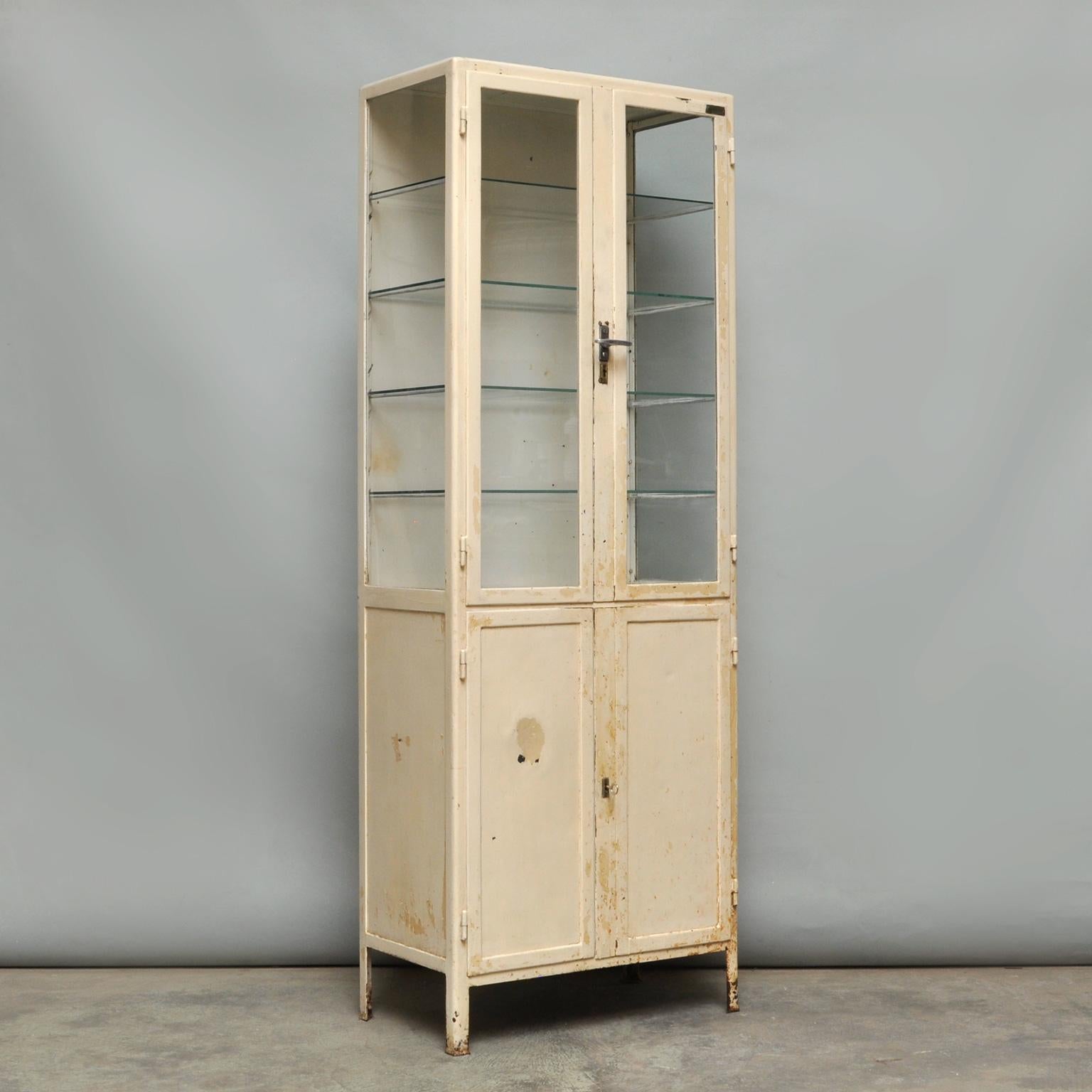 Industrial Vintage Iron Medical Cabinet, 1940s