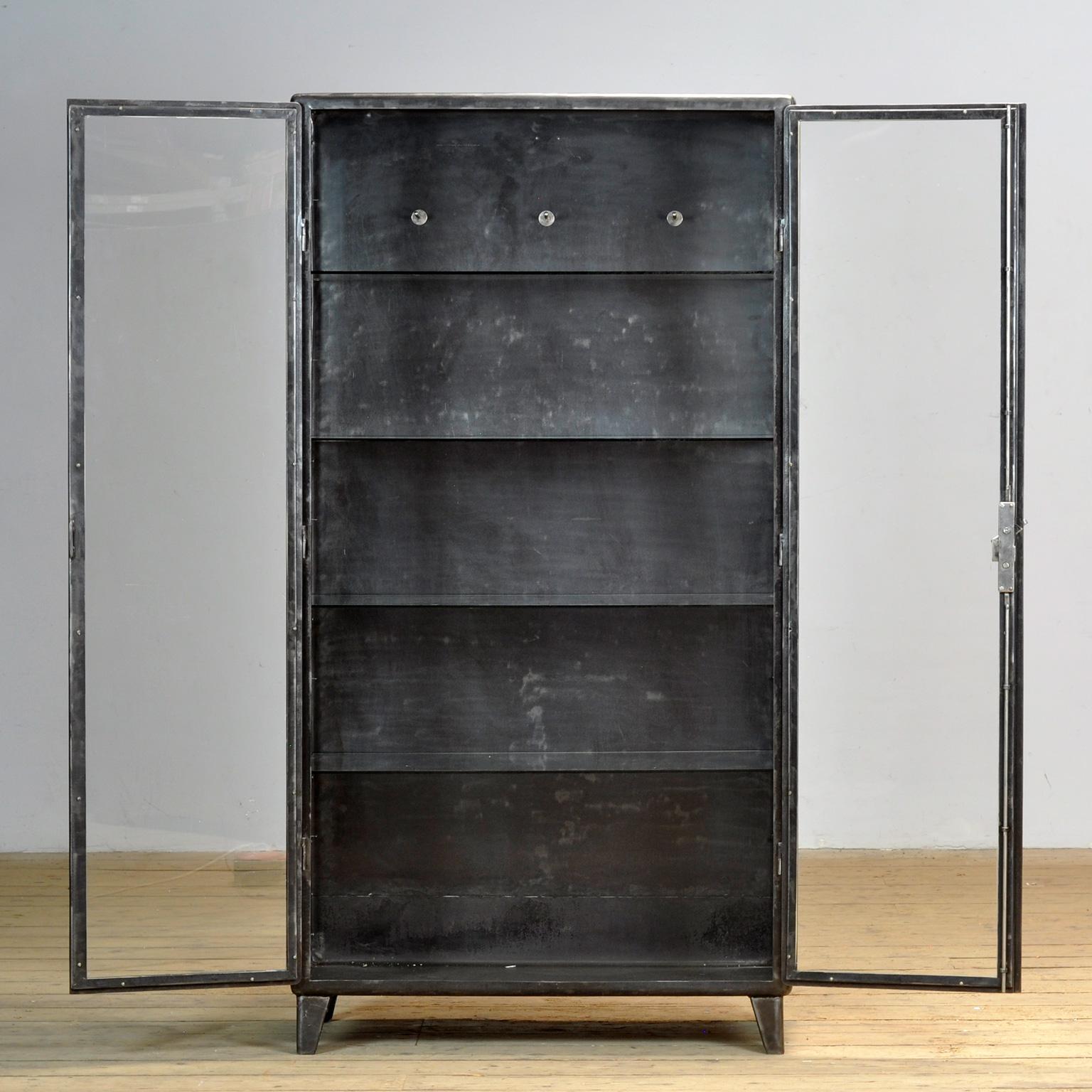 Polished Vintage Iron Medical Cabinet, 1960’s For Sale