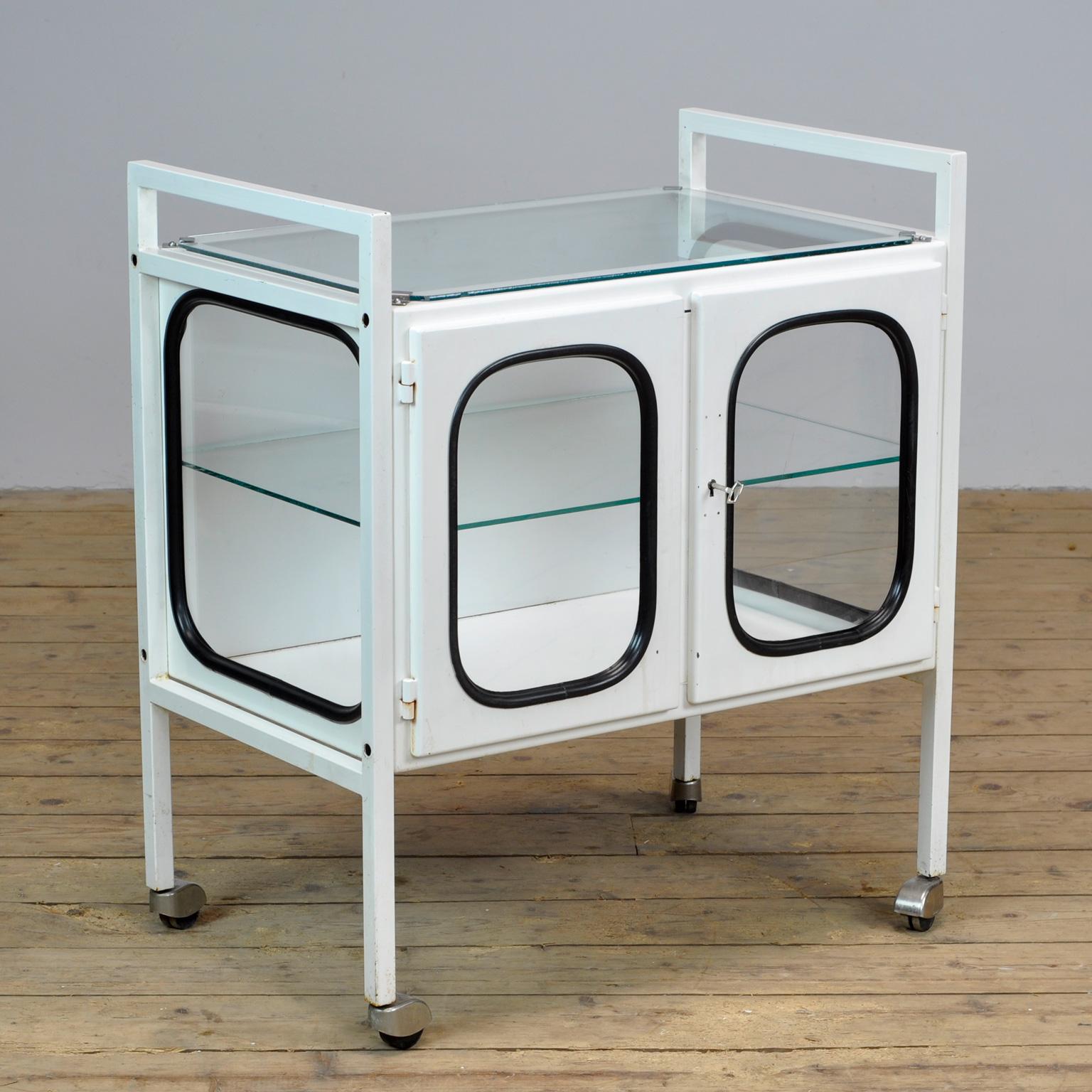 Glass Vintage Iron Medical Trolley, 1970s