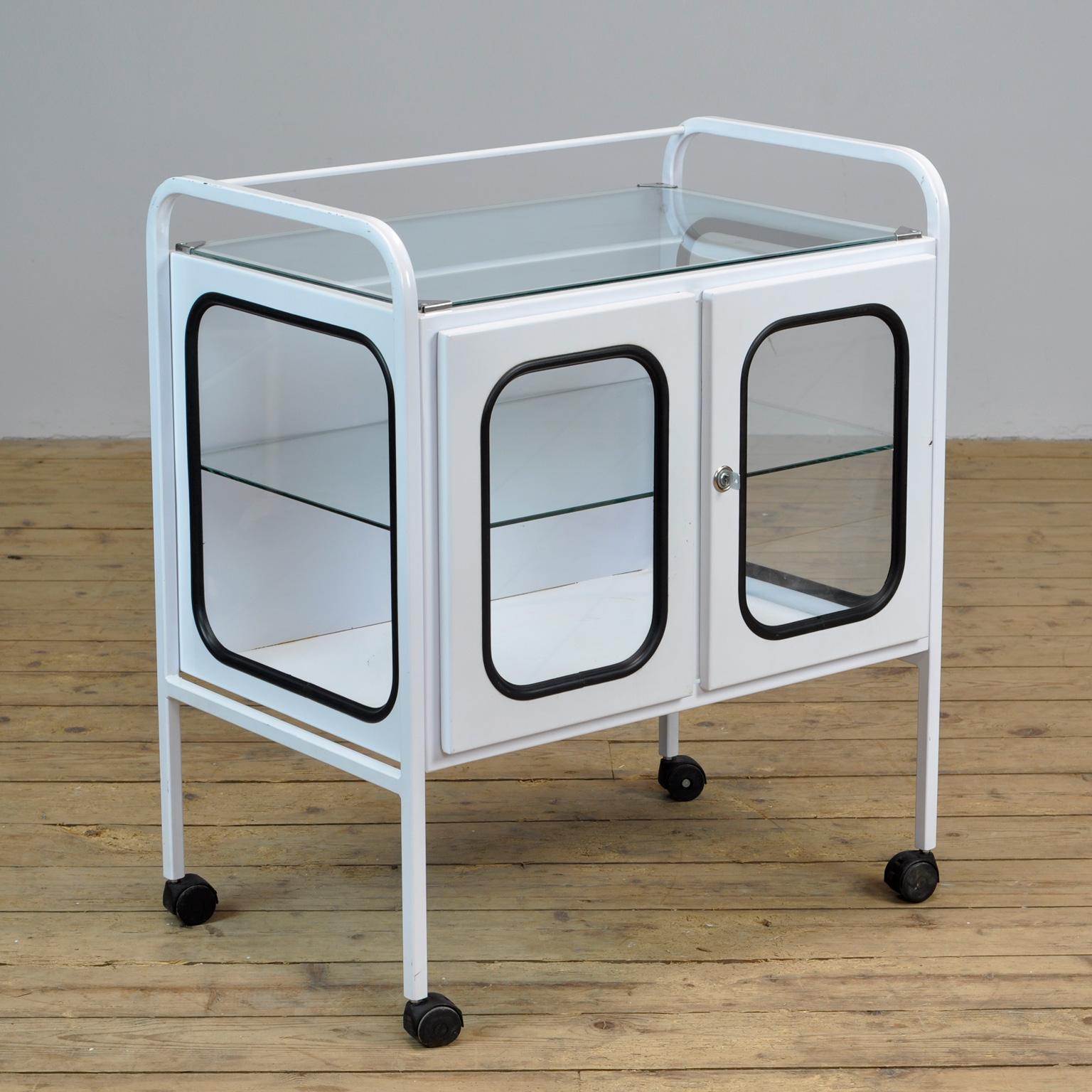 Glass Vintage Iron Medical Trolley, 1980s