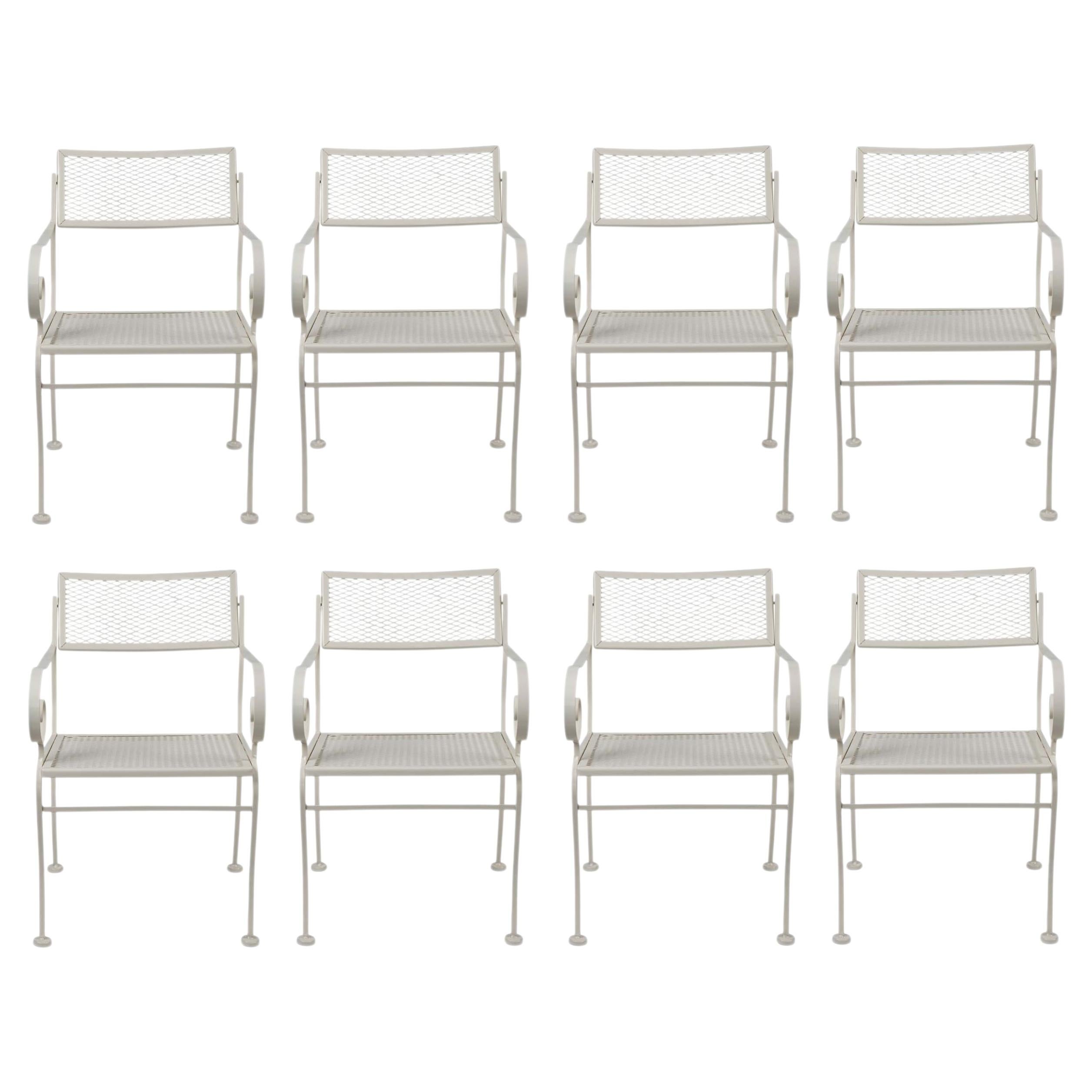 Vintage Iron Outdoor Dining Chairs w/ Metal Mesh Seats + Backs  Set of 8