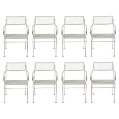 Vintage Iron Outdoor Dining Chairs w/ Metal Mesh Seats + Backs  Set of 8