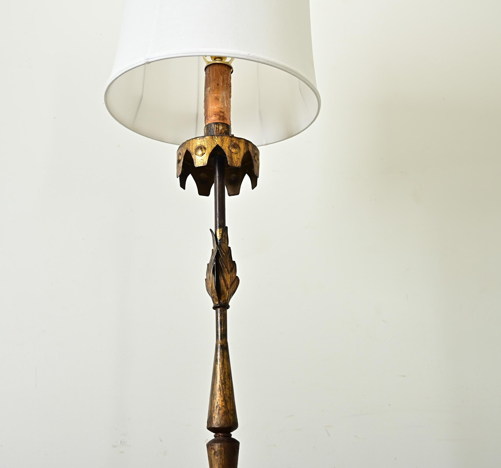 Vintage Iron & Parcel Gilt Floor Lamp 3