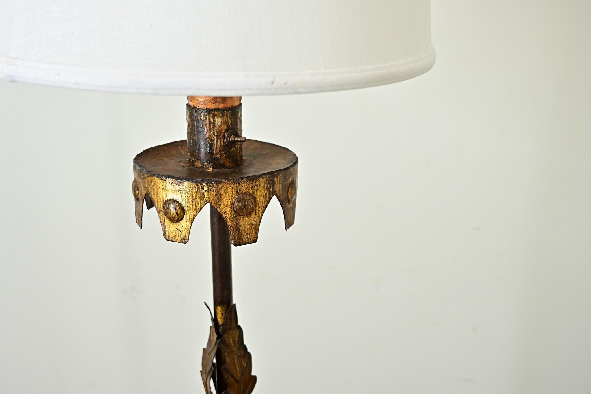 Vintage Iron & Parcel Gilt Floor Lamp 4