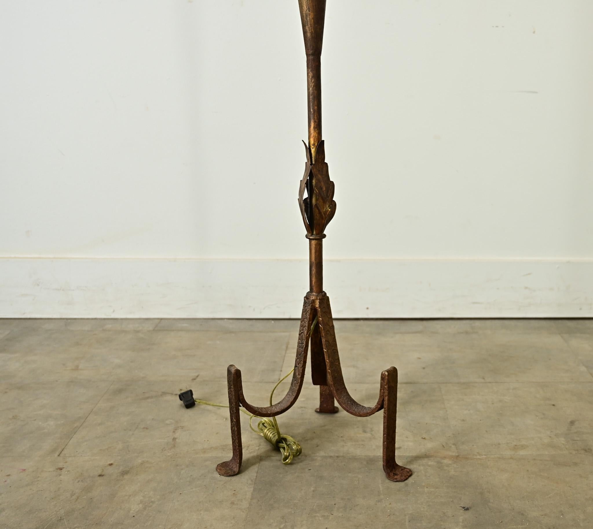 Vintage Iron & Parcel Gilt Floor Lamp 5
