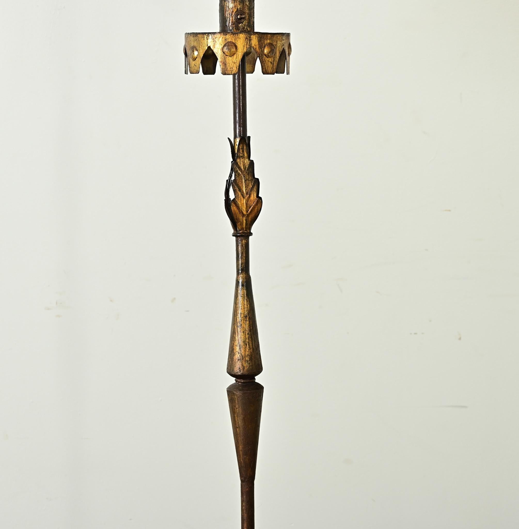 Spanish Vintage Iron & Parcel Gilt Floor Lamp