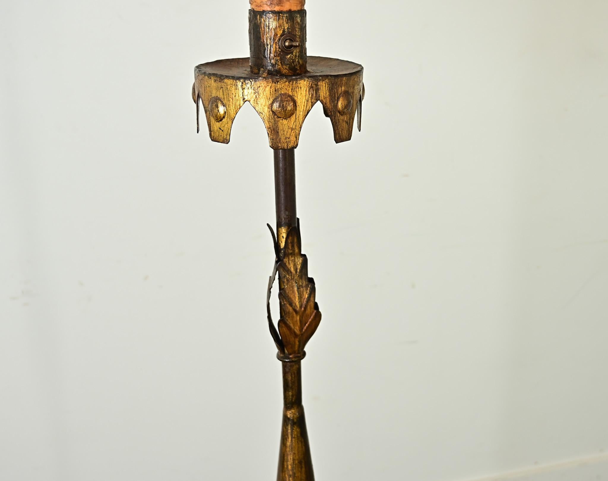 20th Century Vintage Iron & Parcel Gilt Floor Lamp