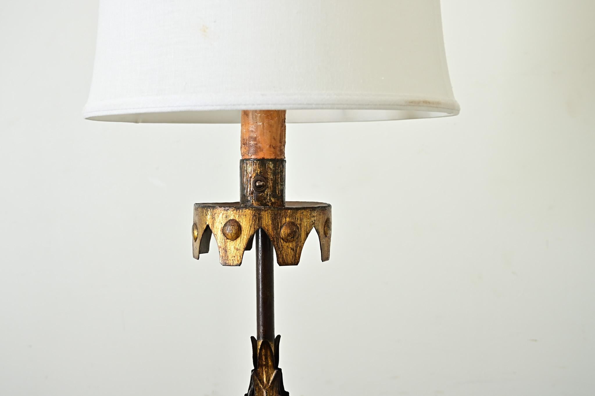 Linen Vintage Iron & Parcel Gilt Floor Lamp