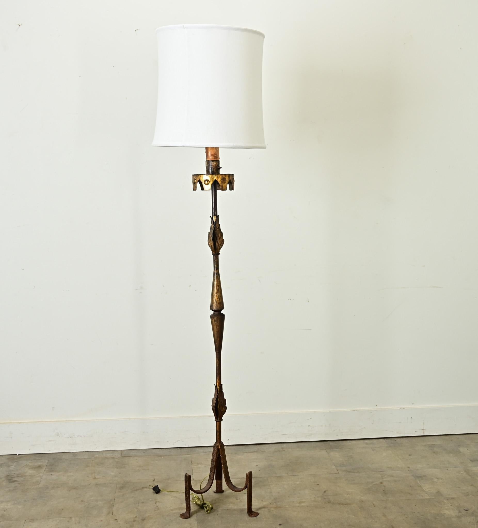 Vintage Iron & Parcel Gilt Floor Lamp 2