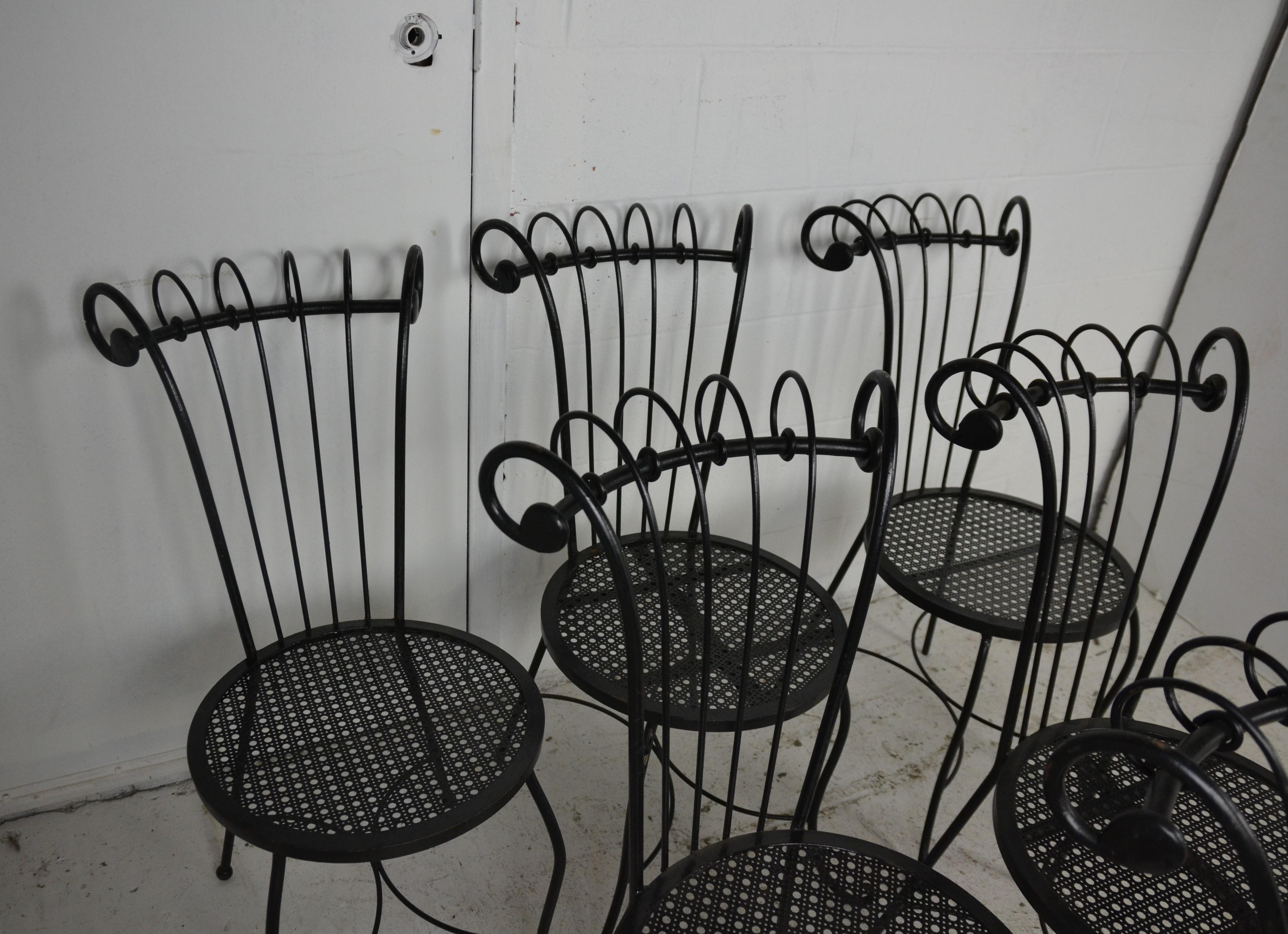 American Vintage Iron Patio Chairs Set of 6