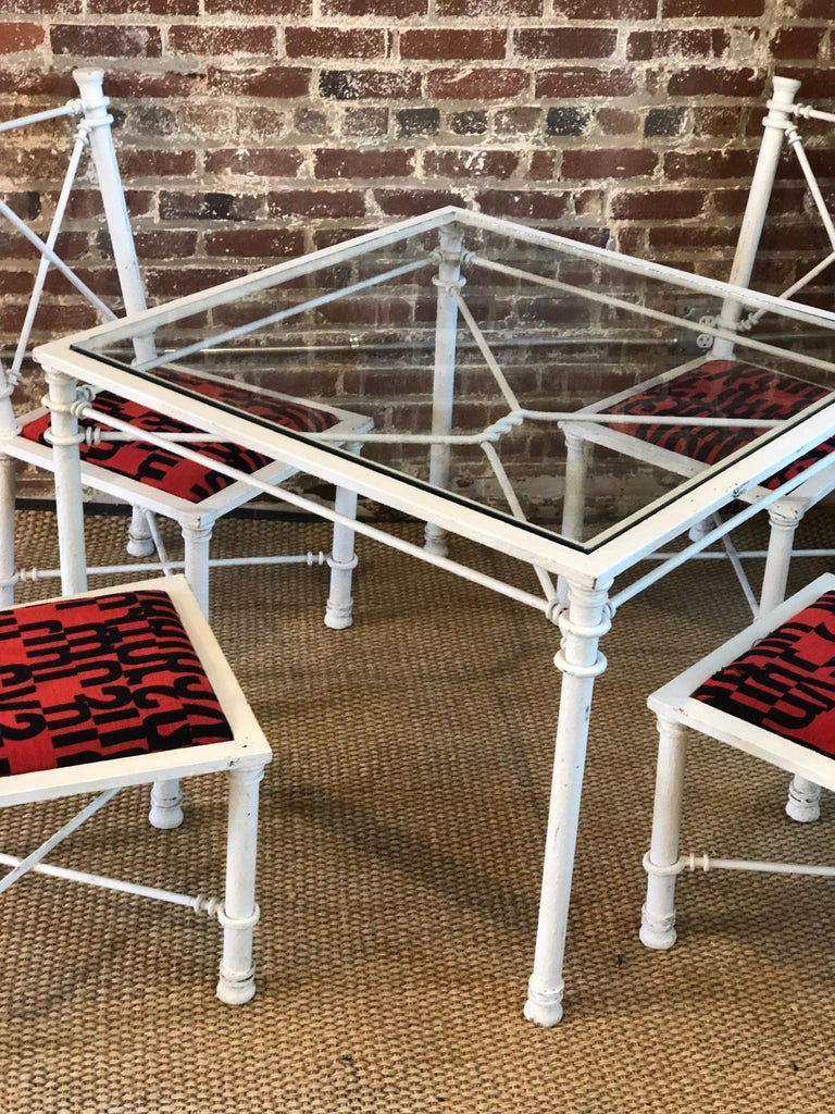 Vintage Iron Patio Table and Chairs For Sale at 1stDibs