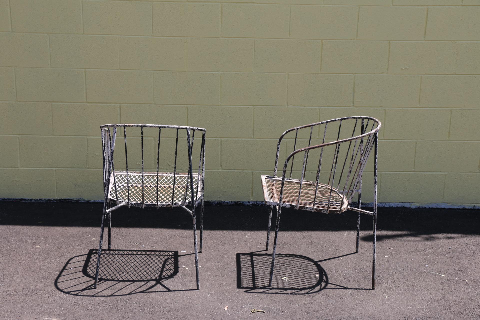 Vintage Iron Paul McCobb Style Arm Chairs For Sale 9