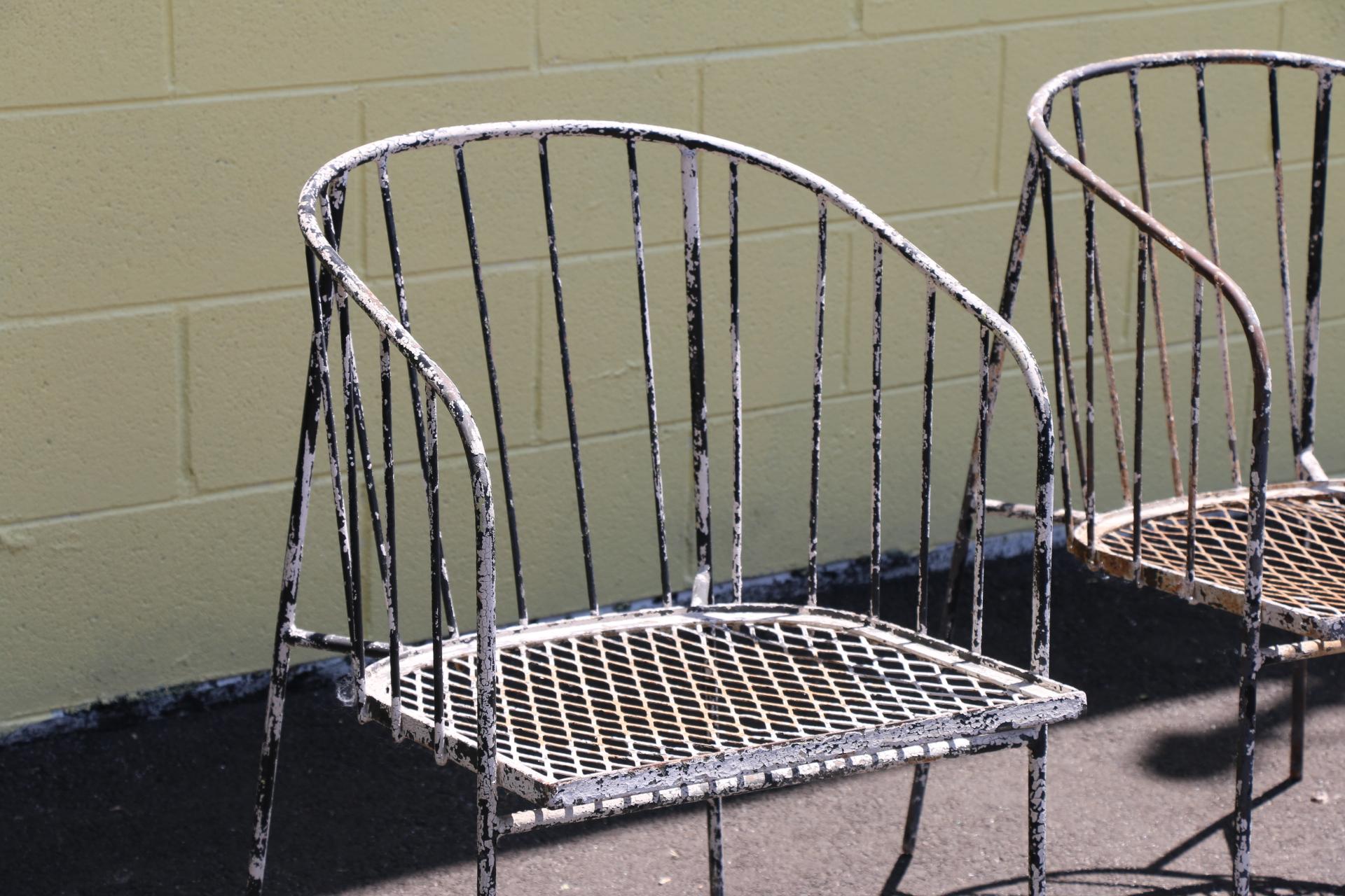 Mid-Century Modern Vintage Iron Paul McCobb Style Arm Chairs For Sale