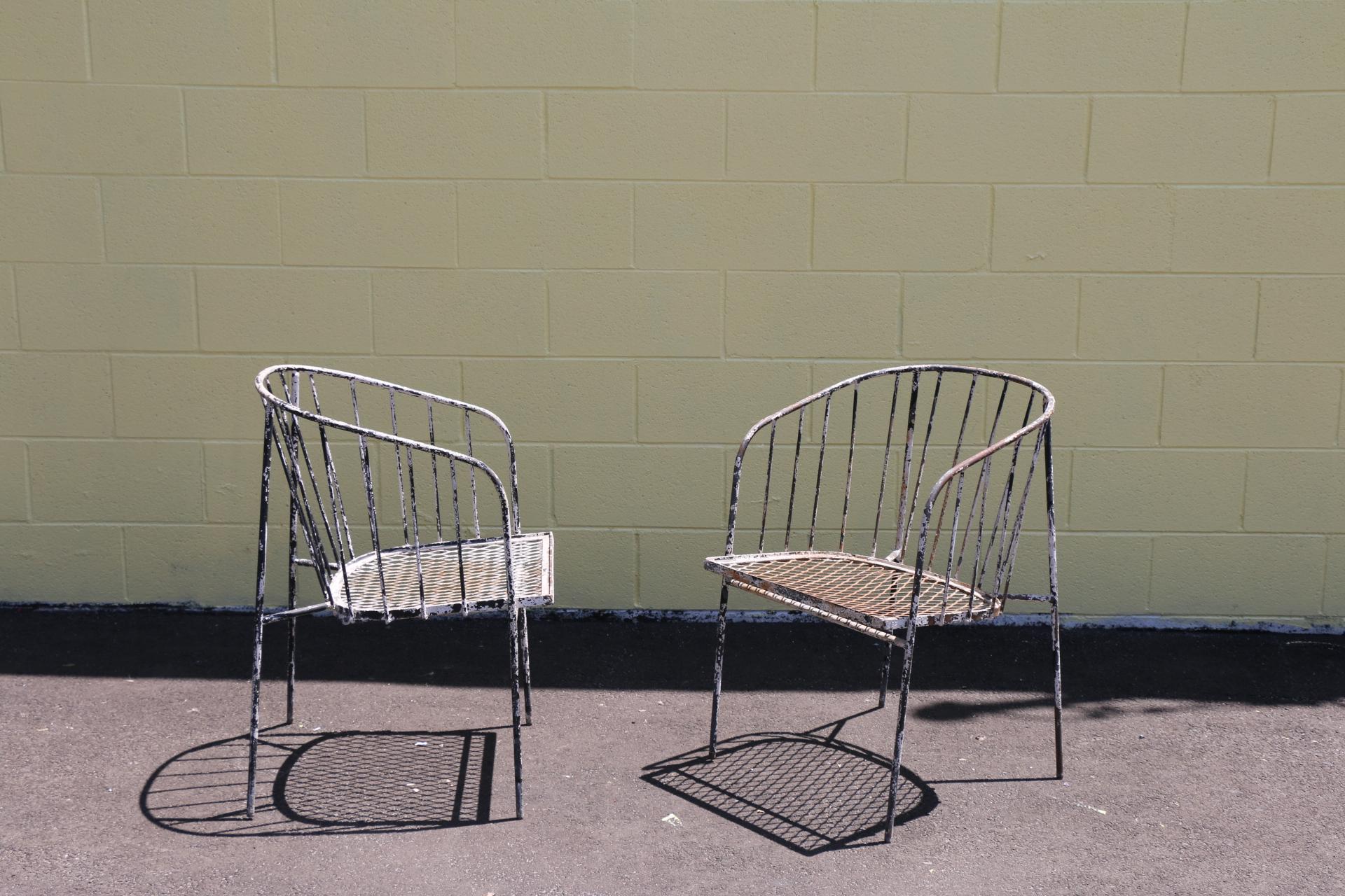 Late 20th Century Vintage Iron Paul McCobb Style Arm Chairs For Sale