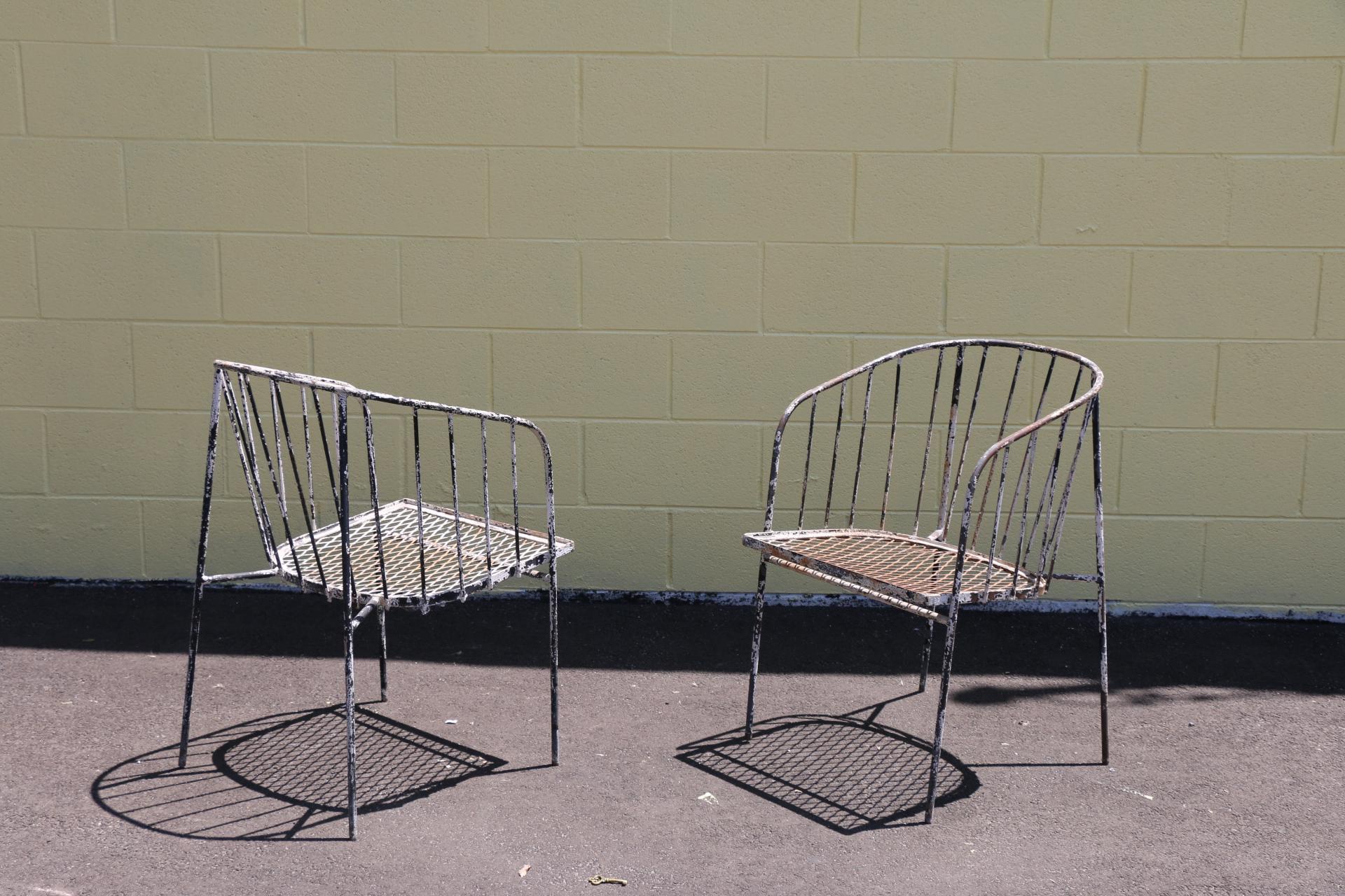 Vintage Iron Paul McCobb Style Arm Chairs For Sale 3