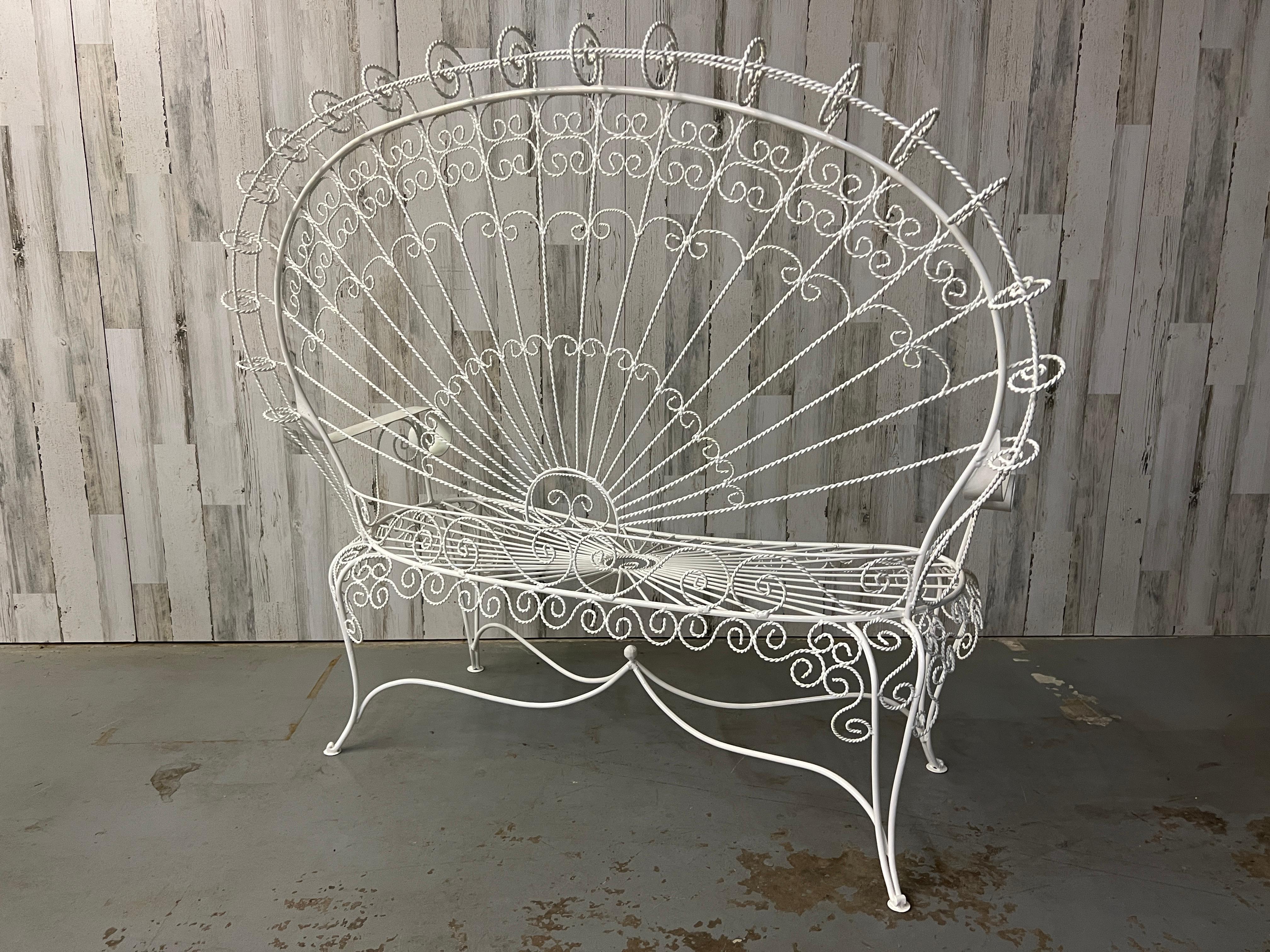 Vintage Iron Peacock Settee For Sale 3