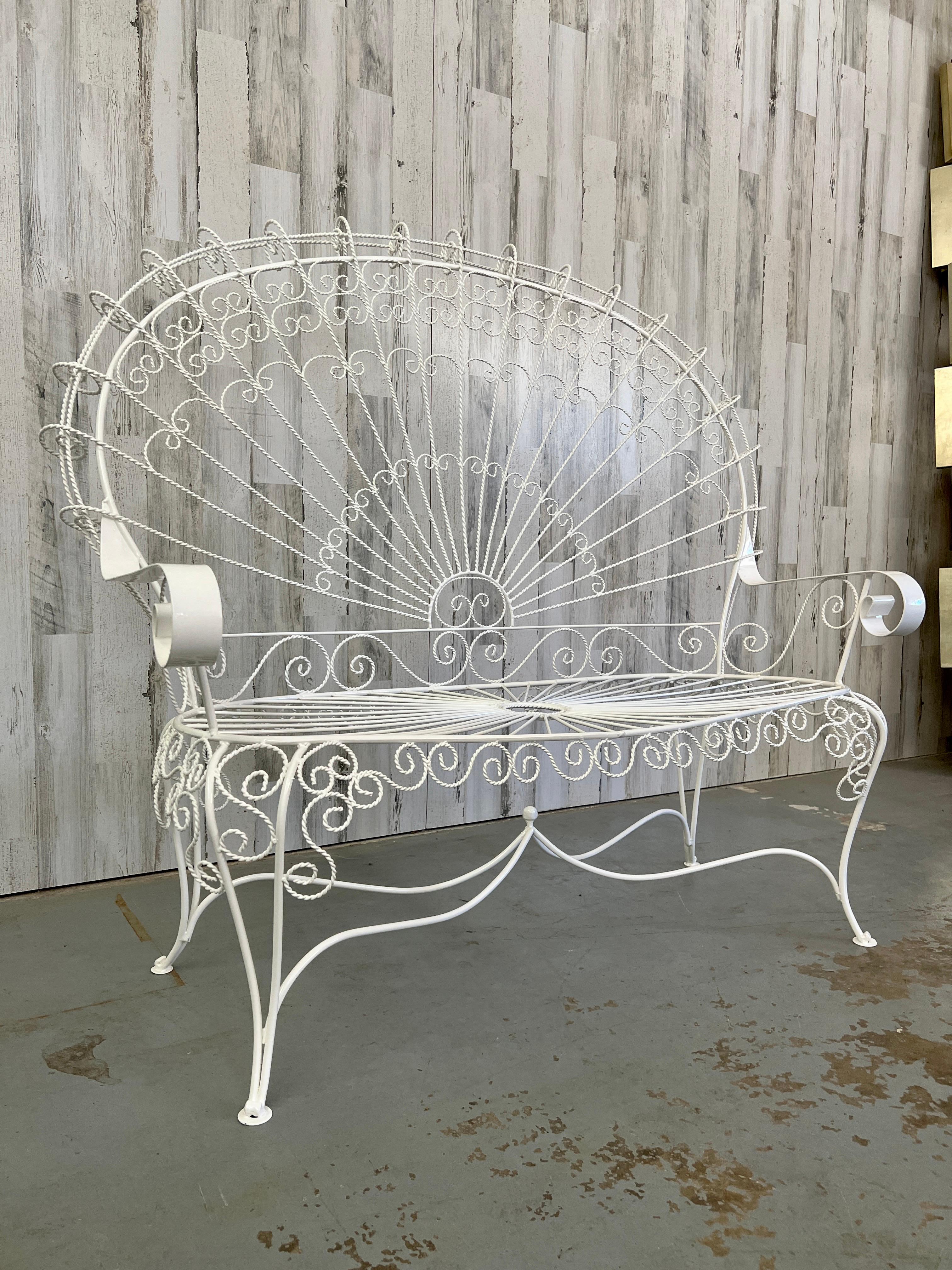 Victorian Vintage Iron Peacock Settee For Sale