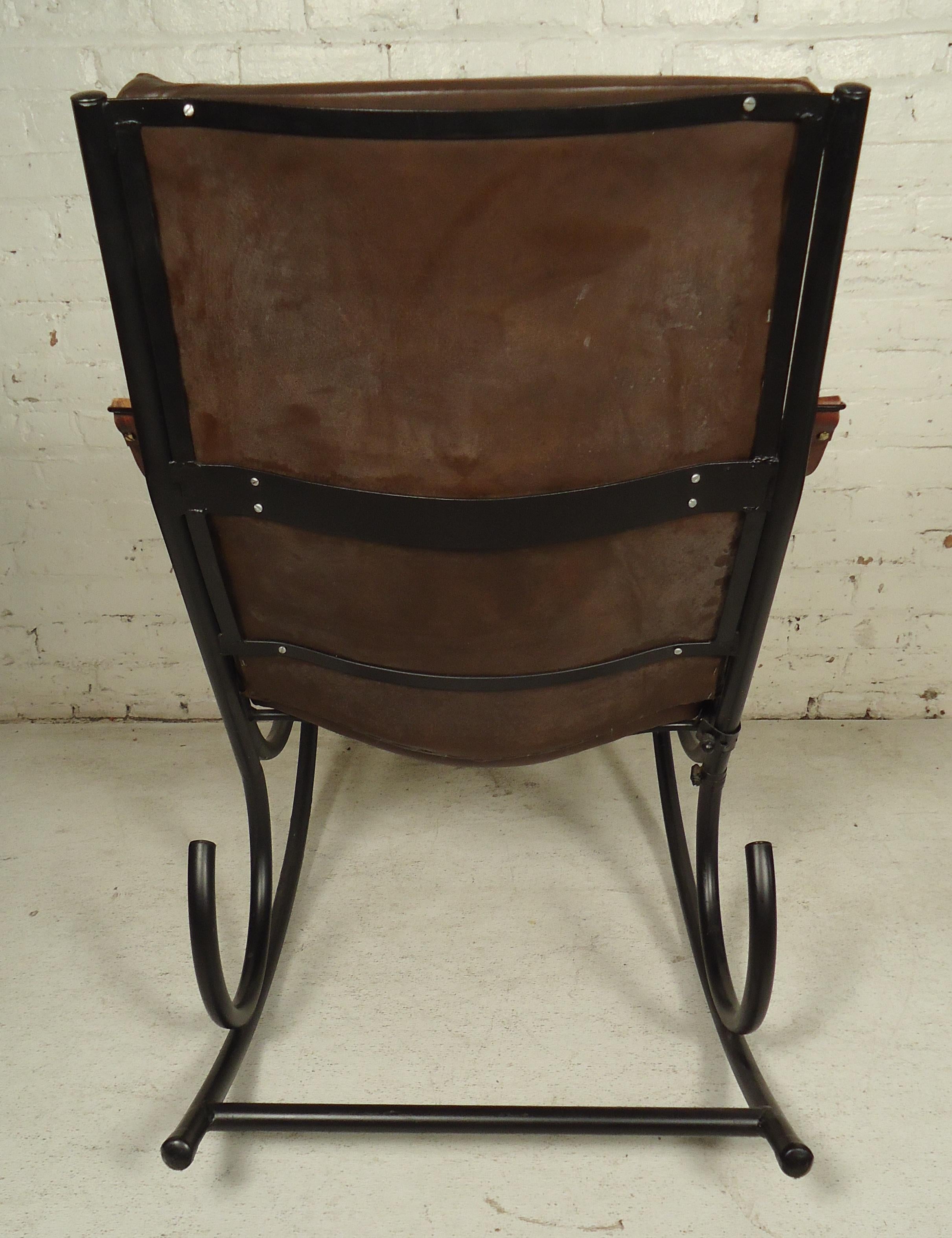 Mid-Century Modern Vintage Iron Rocking Chair For Sale