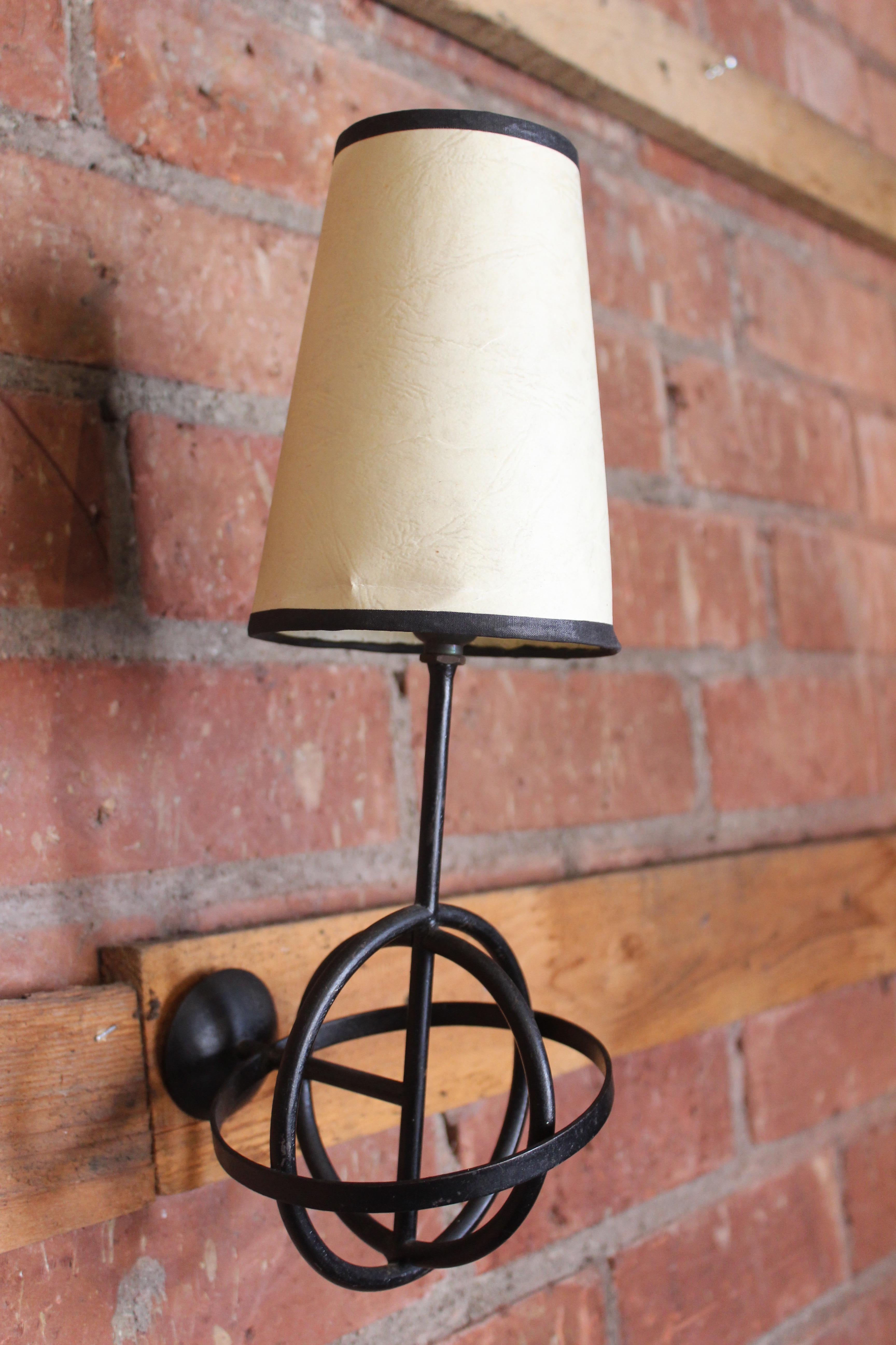 Mid-Century Modern Vintage French Iron Sconces, 1950s, Three Available For Sale