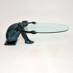 Vintage Iron Sculpture & Glass Coffee Table