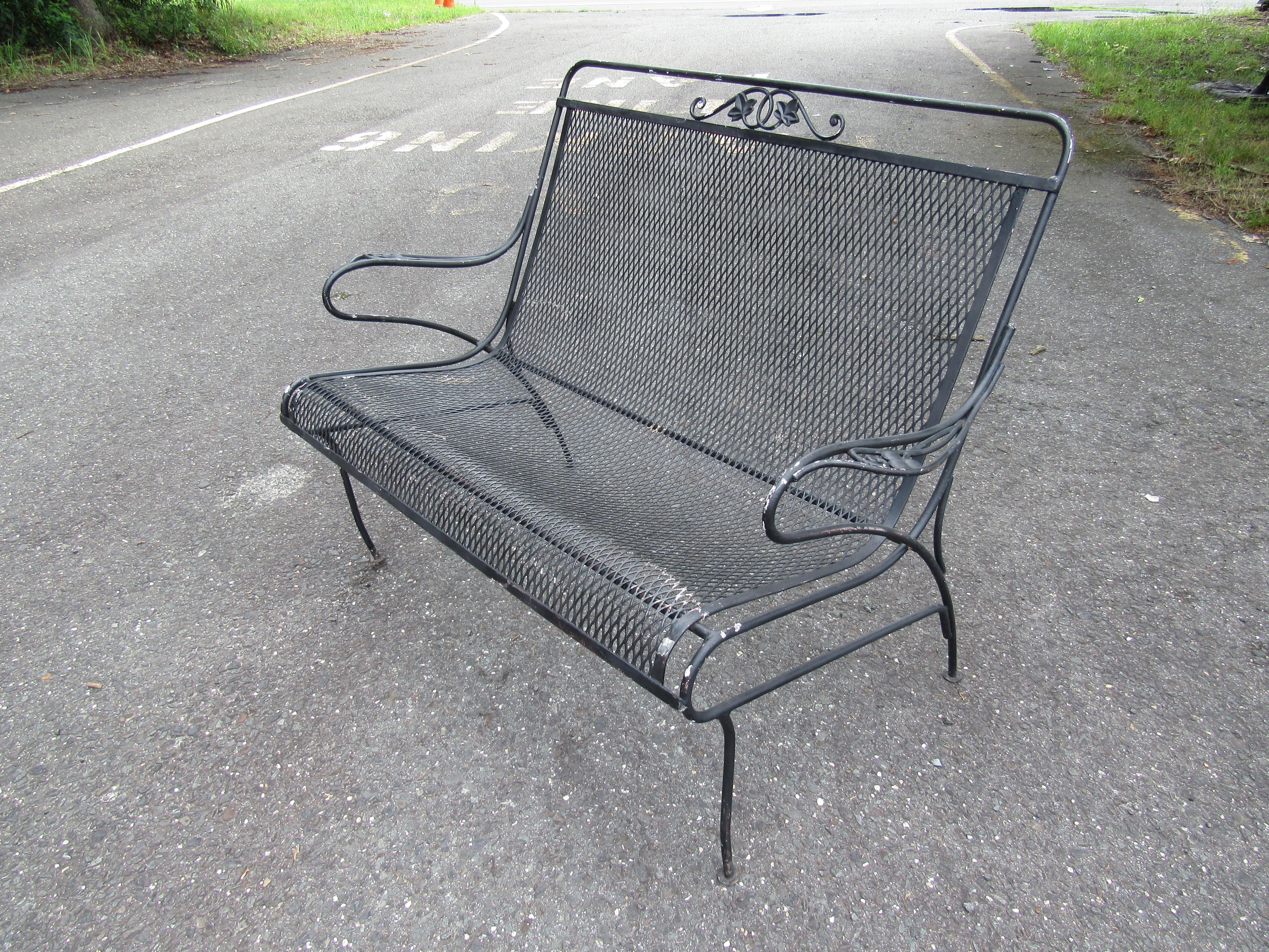 Vintage Iron Settees, a Pair 8