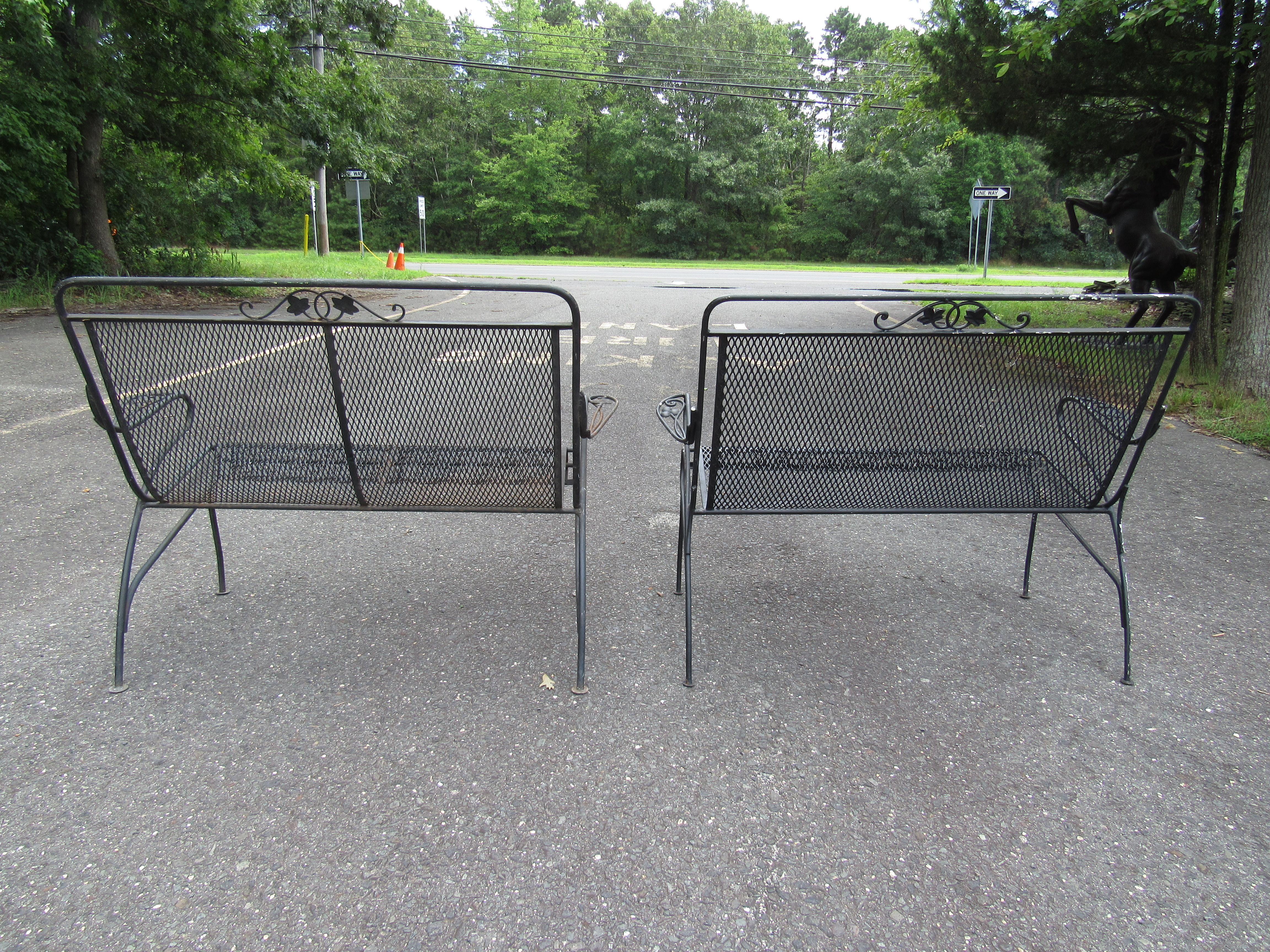 Vintage Iron Settees, a Pair 10
