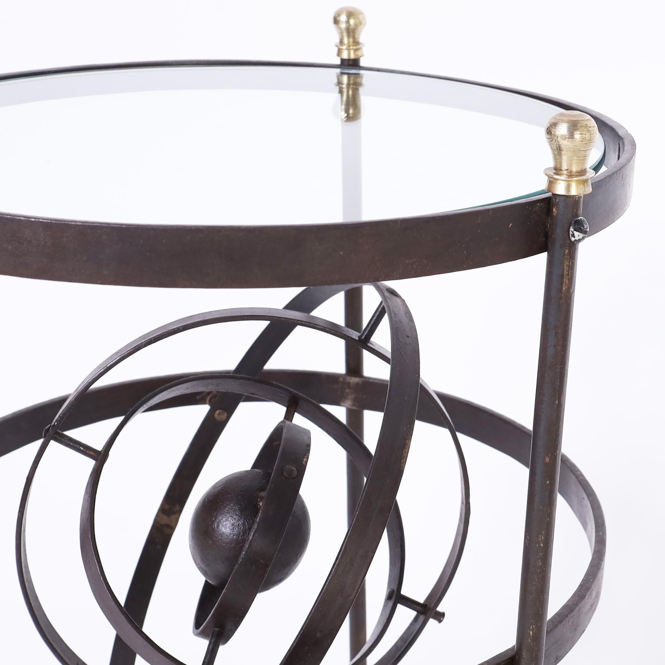 French  Vintage Iron Stand with Armillary Sphere For Sale