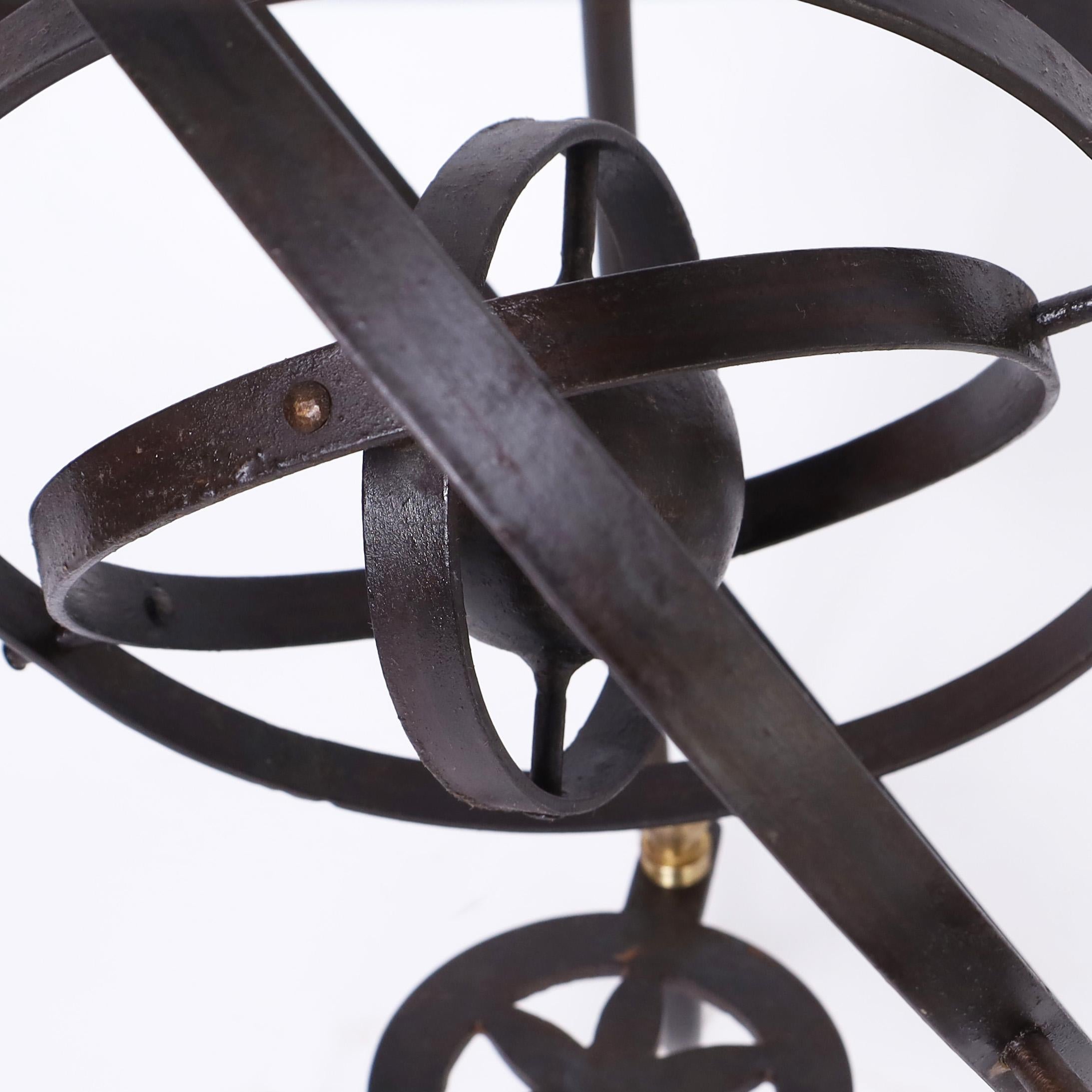 20th Century  Vintage Iron Stand with Armillary Sphere For Sale