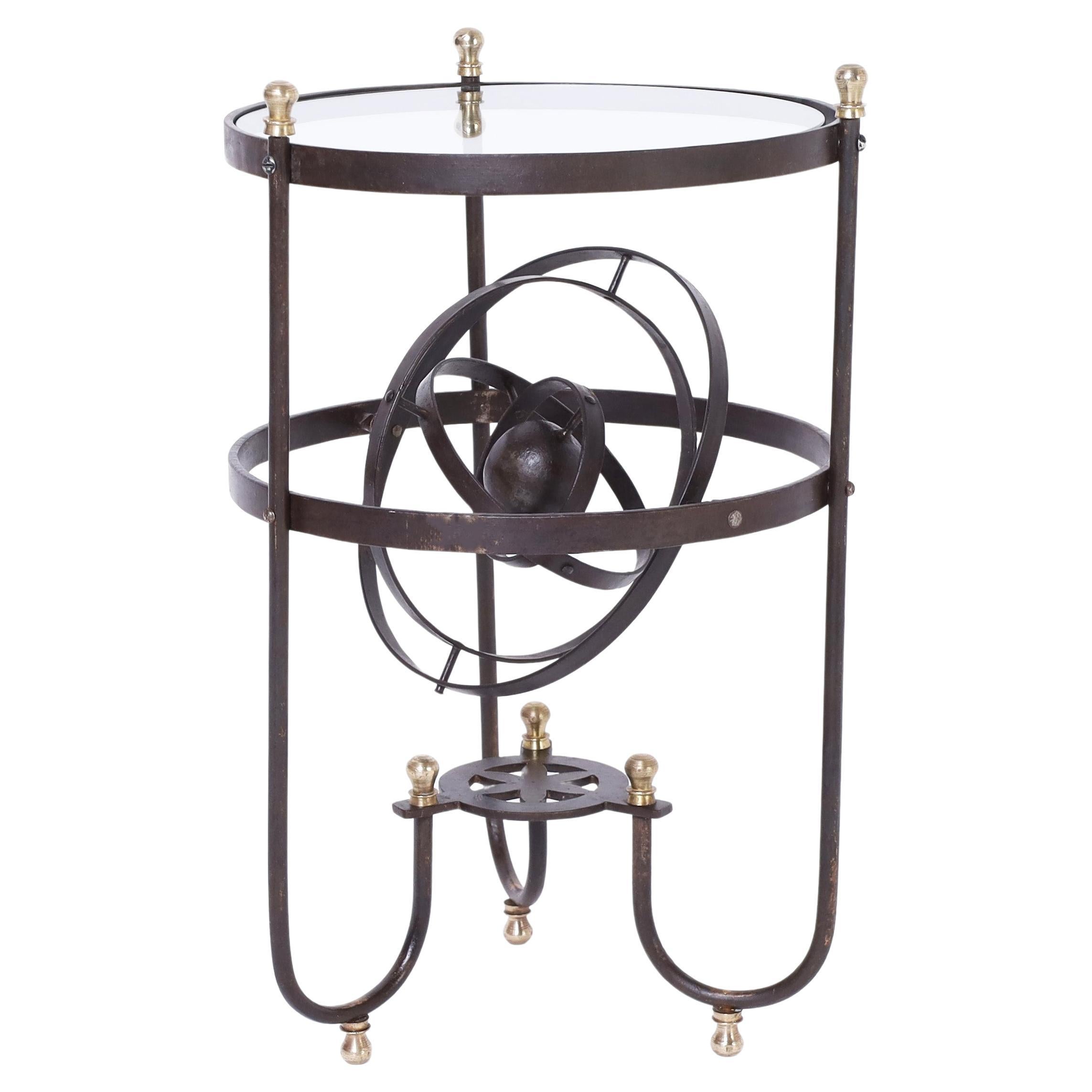  Vintage Iron Stand with Armillary Sphere For Sale