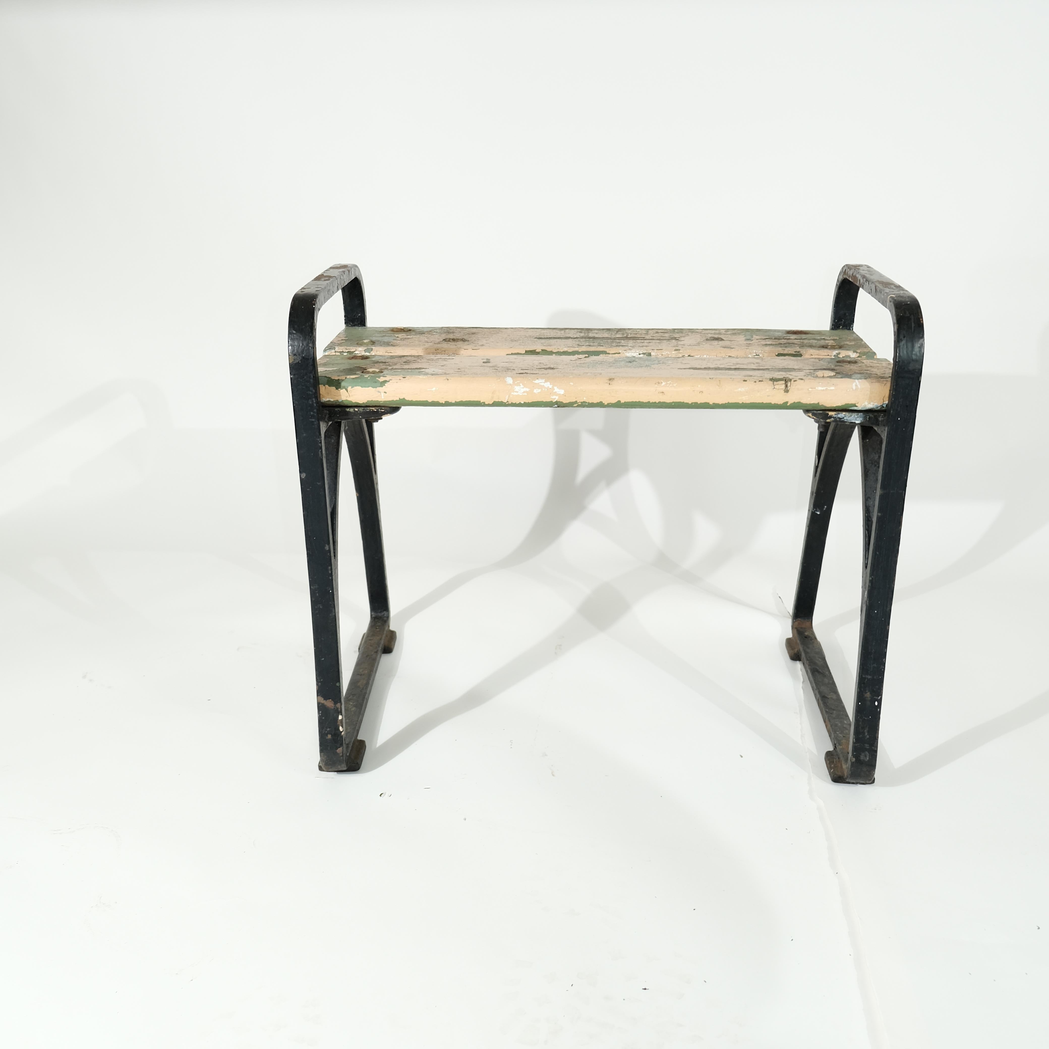 Hand-Painted Vintage iron stool, Swedish Grace 1930s For Sale