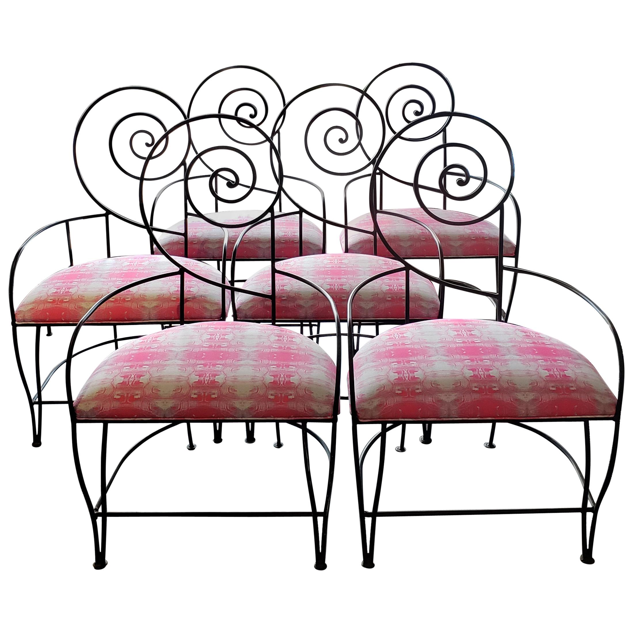 Vintage Iron "Swirl" Back Chairs Set of 6 For Sale