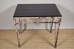 Vintage Iron Table with Black Wood Top