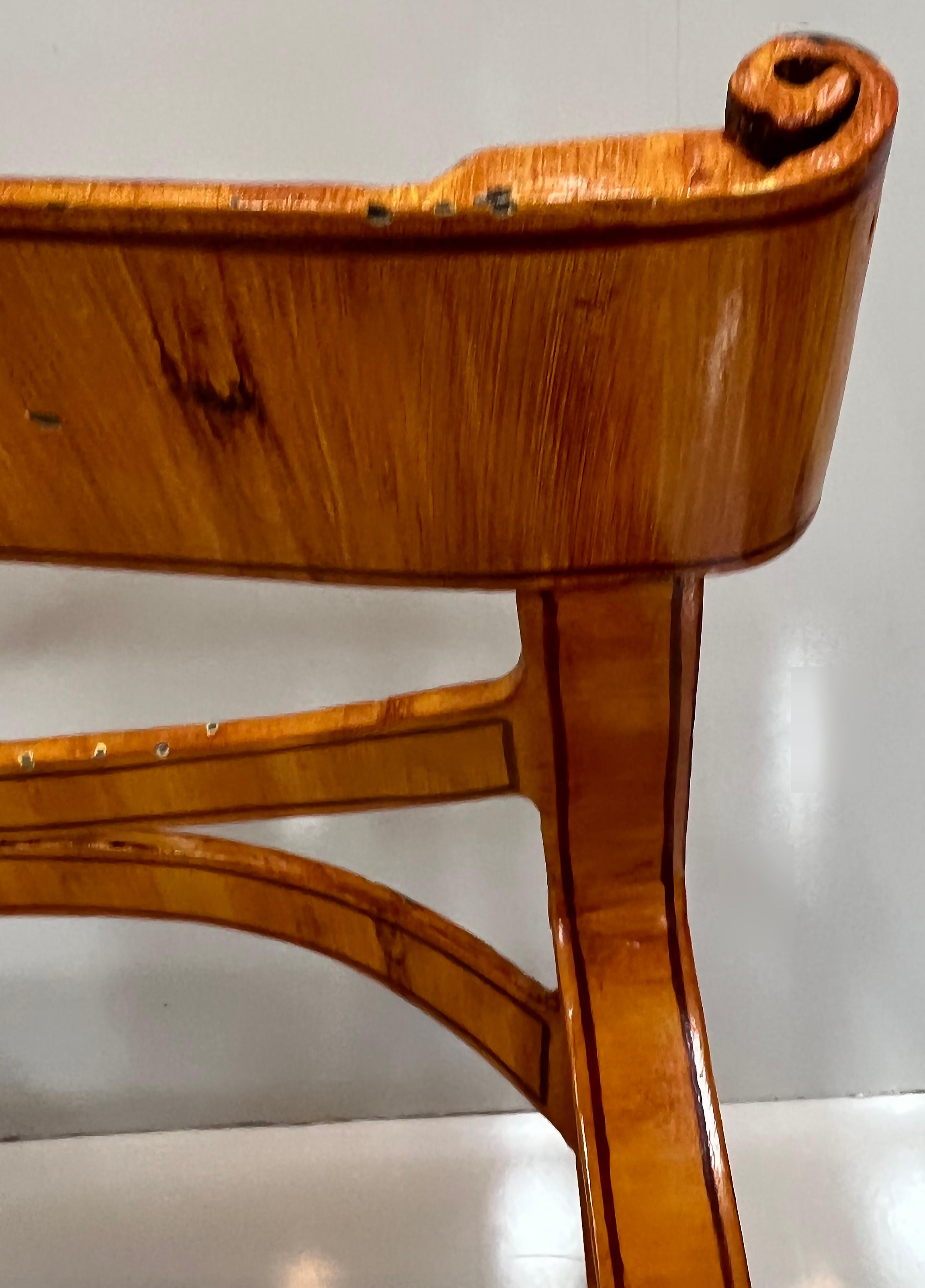 Vintage Iron Trompe-l'œil Woodgrain Armchairs in Biedermeier Style, Pair For Sale 8