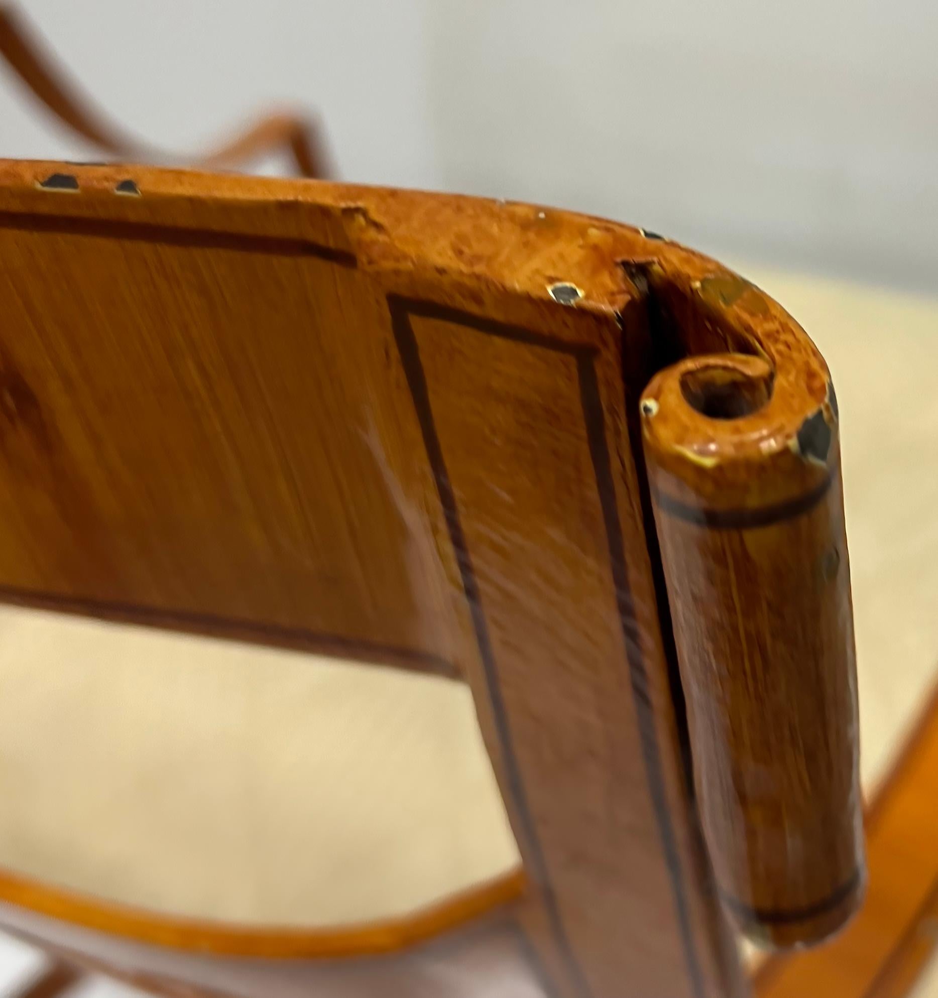 Fauteuils Vintage en fer Trompe-l'œil à grain de bois dans le style Biedermeier, paire 9
