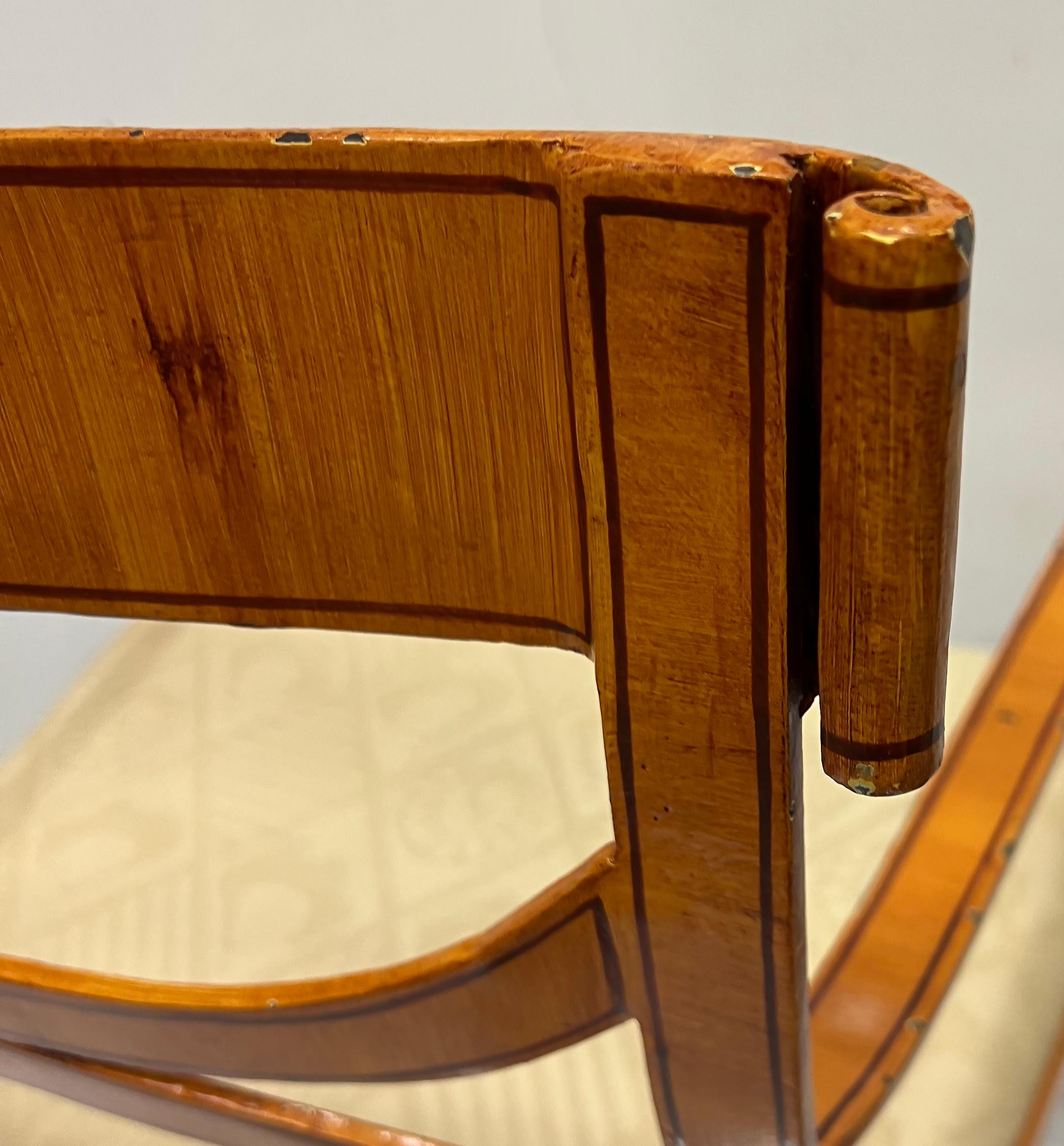 Vintage Iron Trompe-l'œil Woodgrain Armchairs in Biedermeier Style, Pair For Sale 10